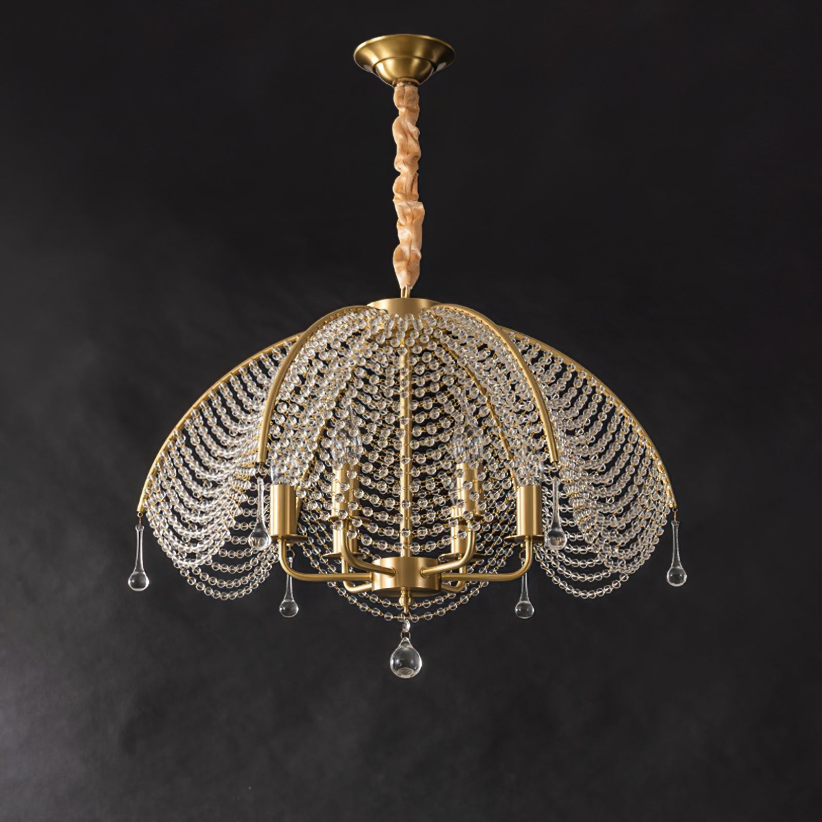 Neville Chandelier Brass Crystal Beads For Luxury Dining - Letslighting