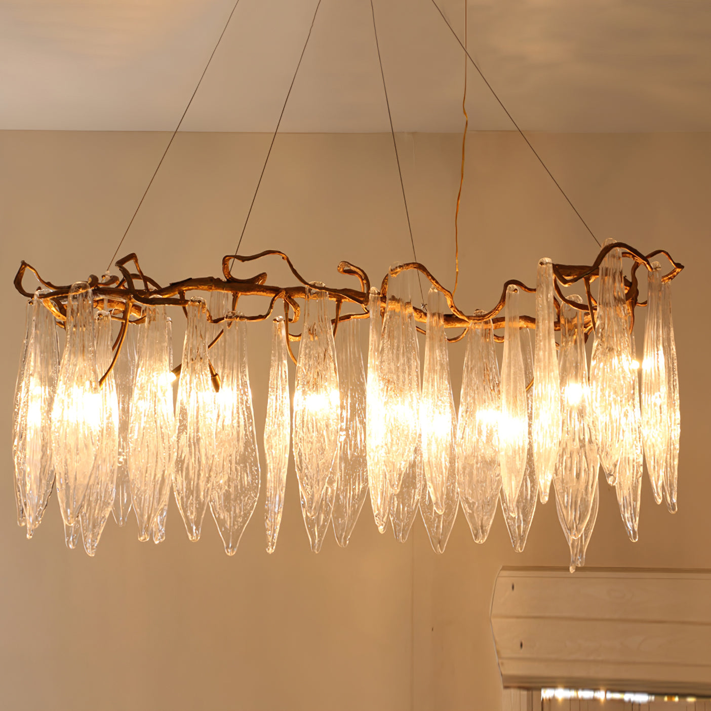 Niagara Chandelier Glass Elements With Gold Frame - Letslighting