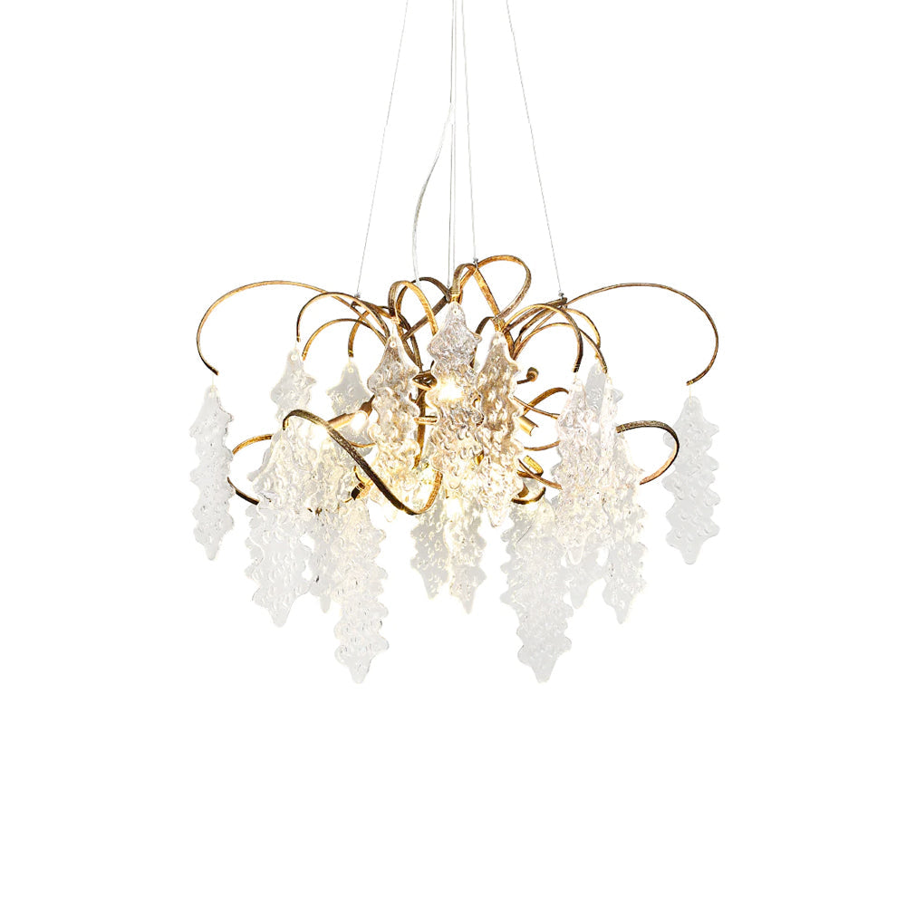 Niagara Chandelier Round Brass Frame With Glass Drops Foyers - Letslighting