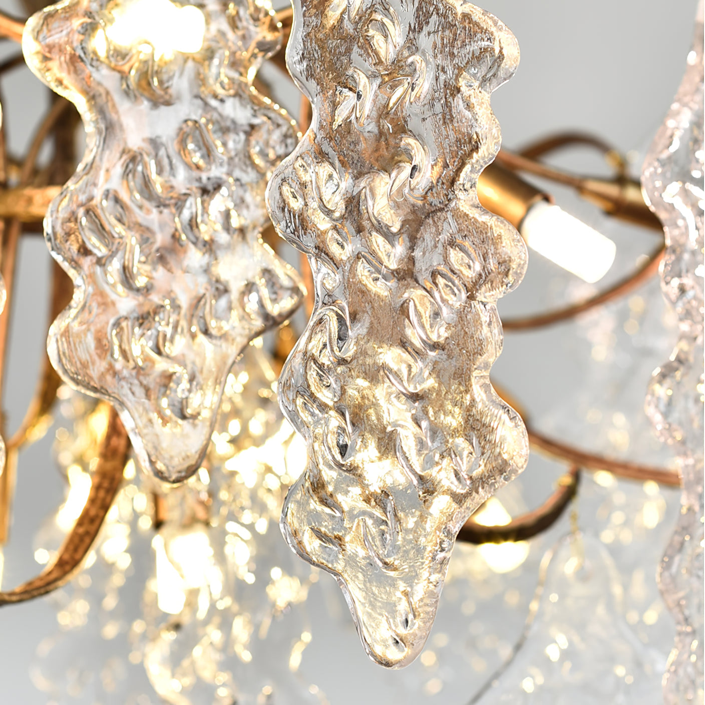 Niagara Chandelier Round Brass Frame With Glass Drops Foyers - Letslighting