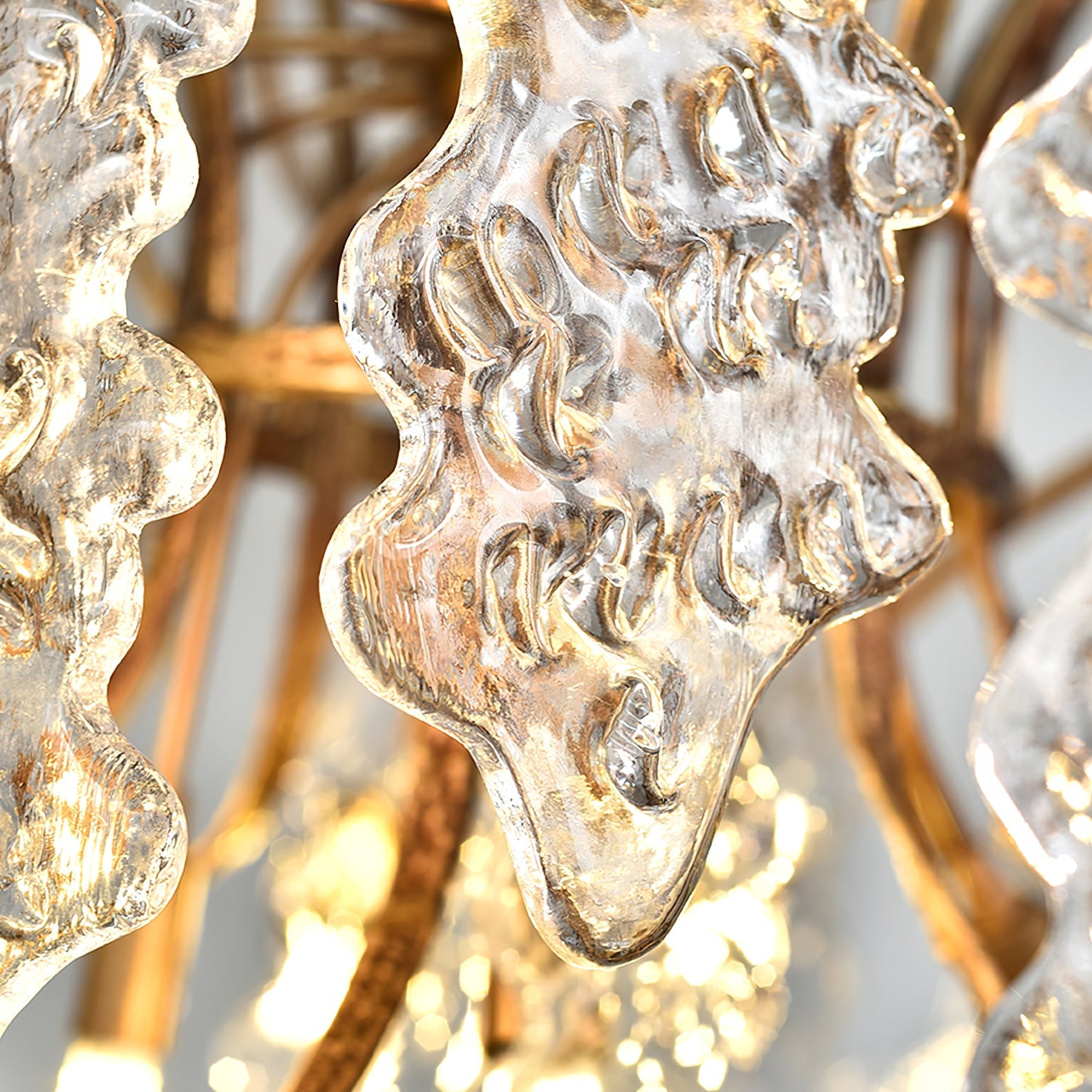 Niagara Chandelier Round Brass Frame With Glass Drops Foyers - Letslighting