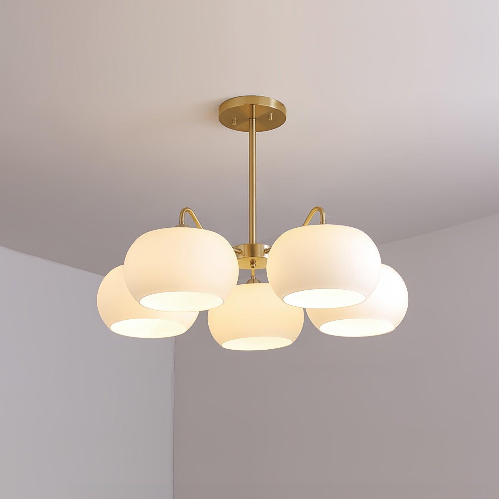 Aurora Chandelier White Glass Persimmon Shape - Letslighting