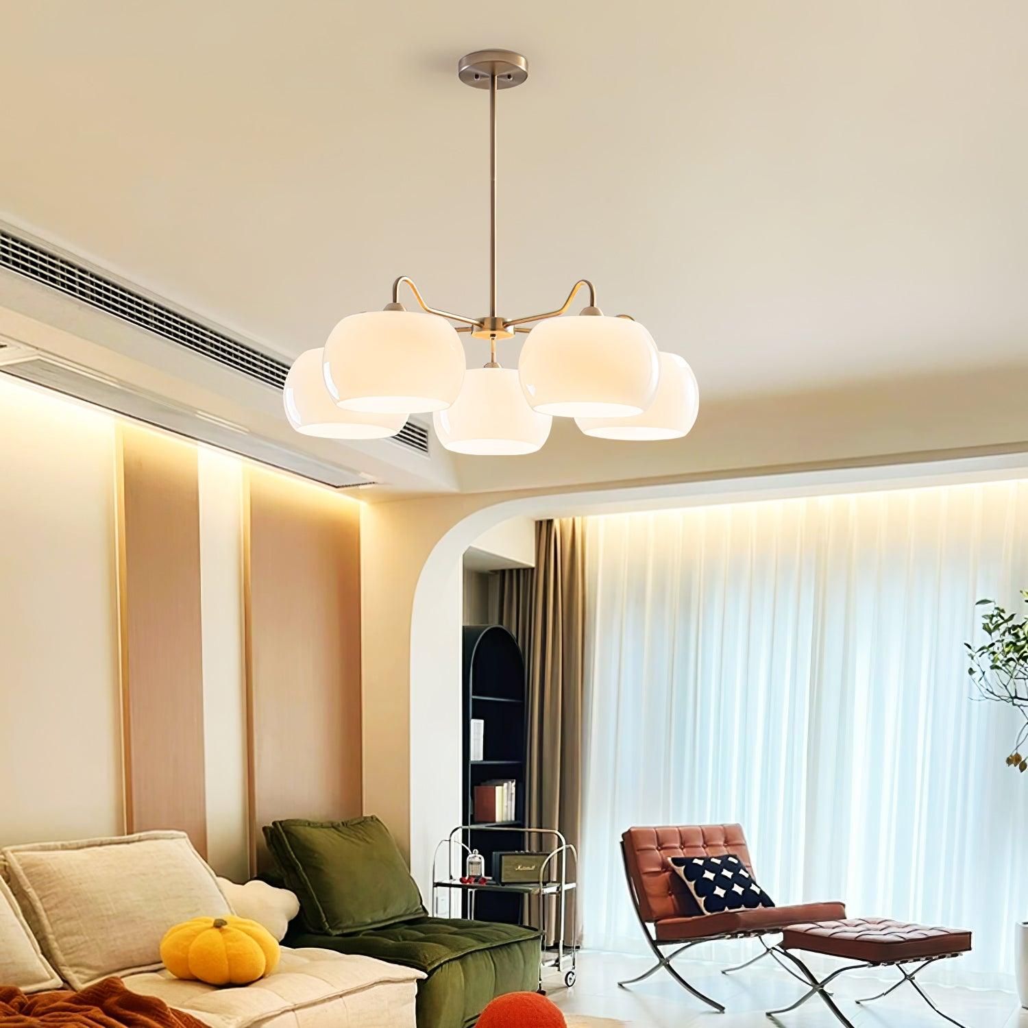 Aurora Chandelier White Glass Persimmon Shape - Letslighting