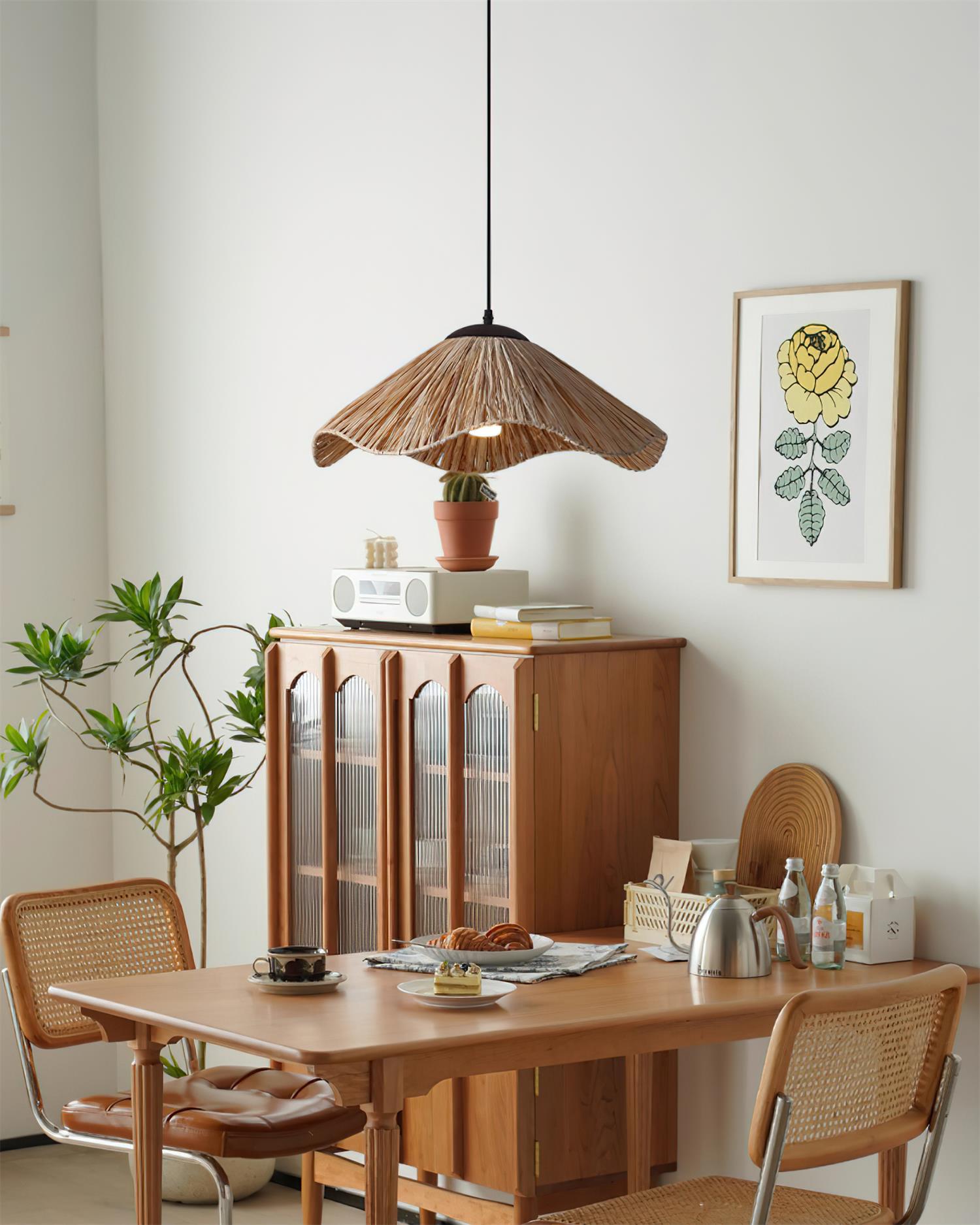 Nikita Pendant Lamp Rattan Organic Wavy - Letslighting