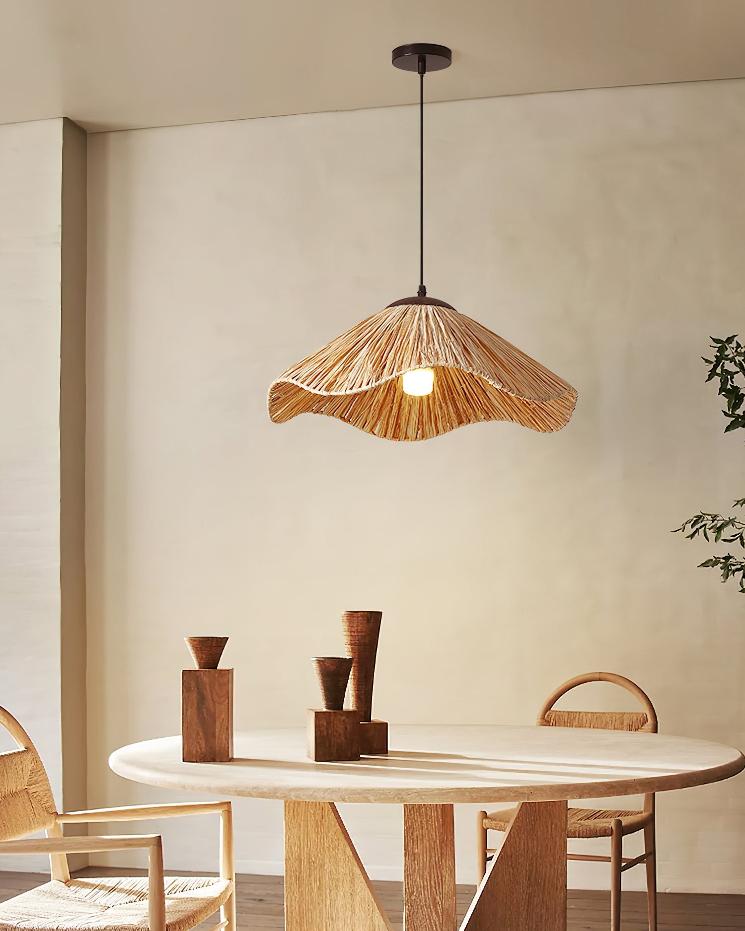 Nikita Pendant Lamp Rattan Organic Wavy - Letslighting