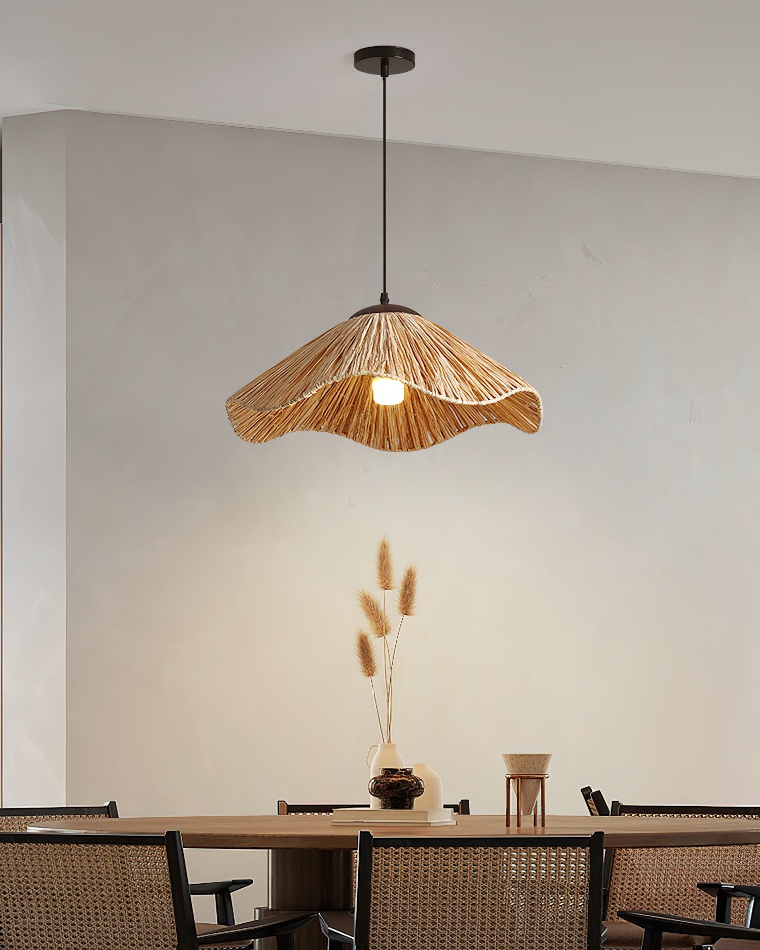 Nikita Pendant Lamp Rattan Organic Wavy - Letslighting