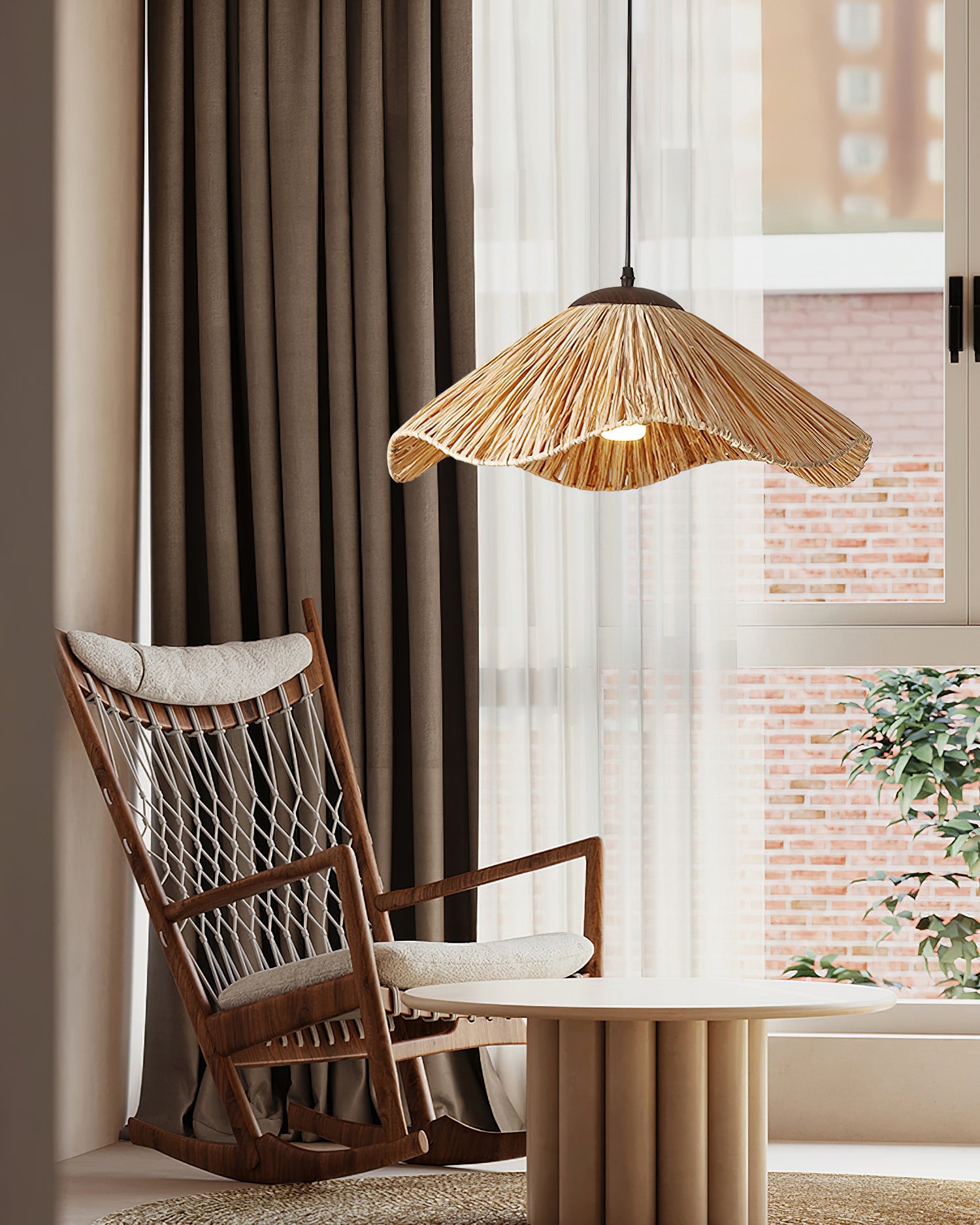 Nikita Pendant Lamp Rattan Organic Wavy - Letslighting