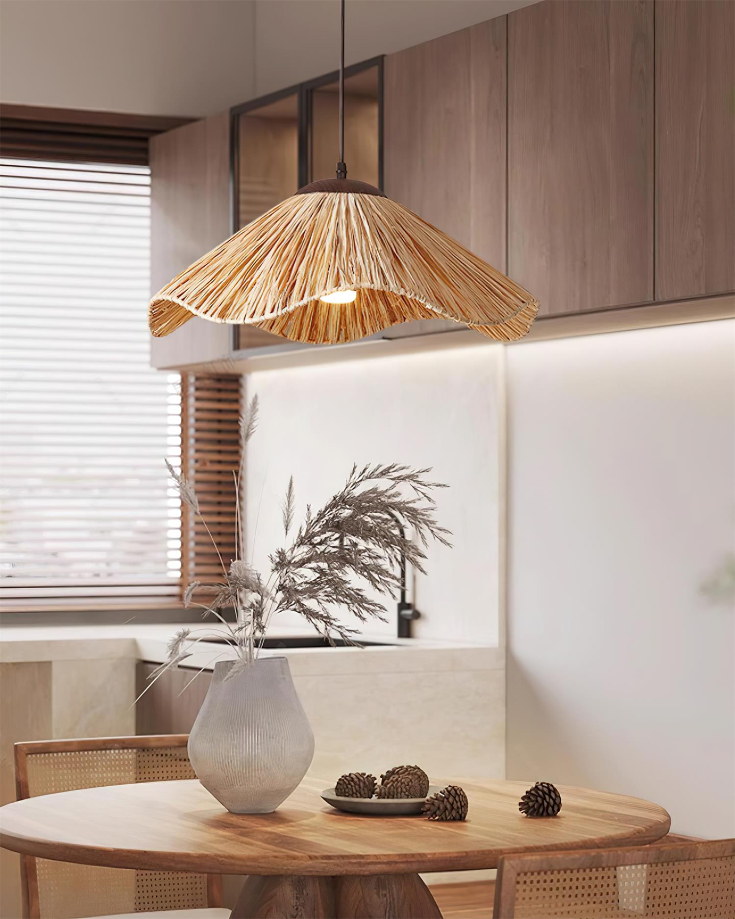 Nikita Pendant Lamp Rattan Organic Wavy - Letslighting