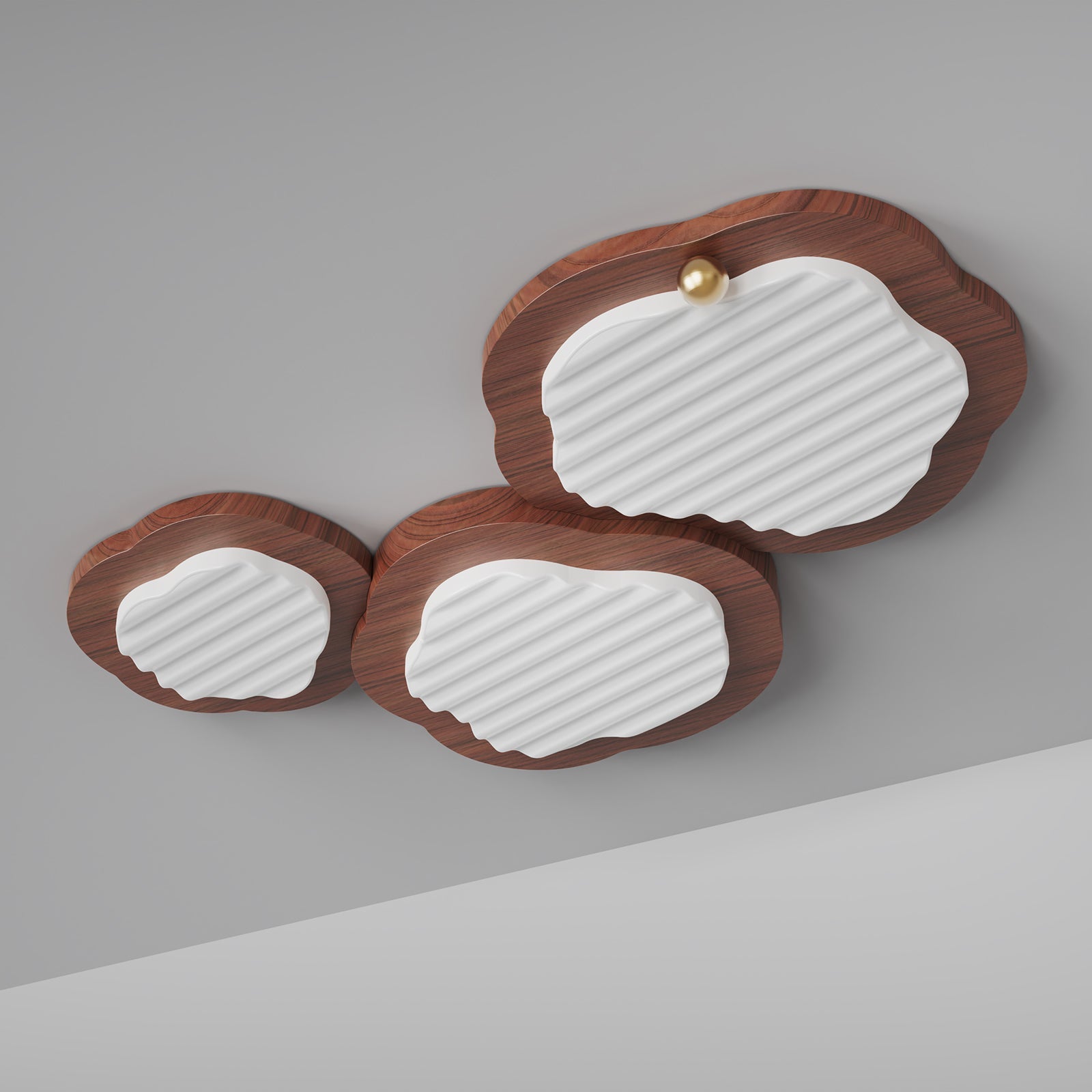 Niseko Ceiling Lamp Wood Finish With Cloud-Like - Letslighting