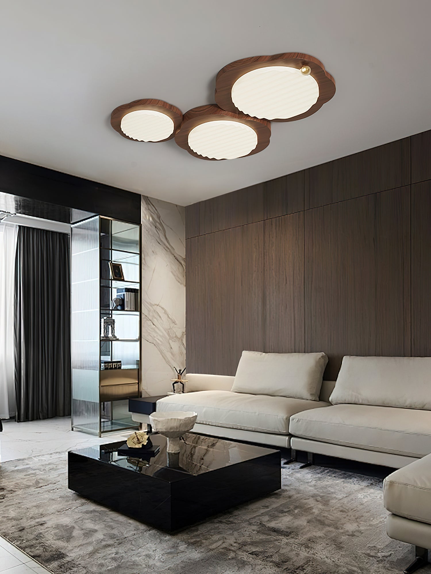 Niseko Ceiling Lamp Wood Finish With Cloud-Like - Letslighting