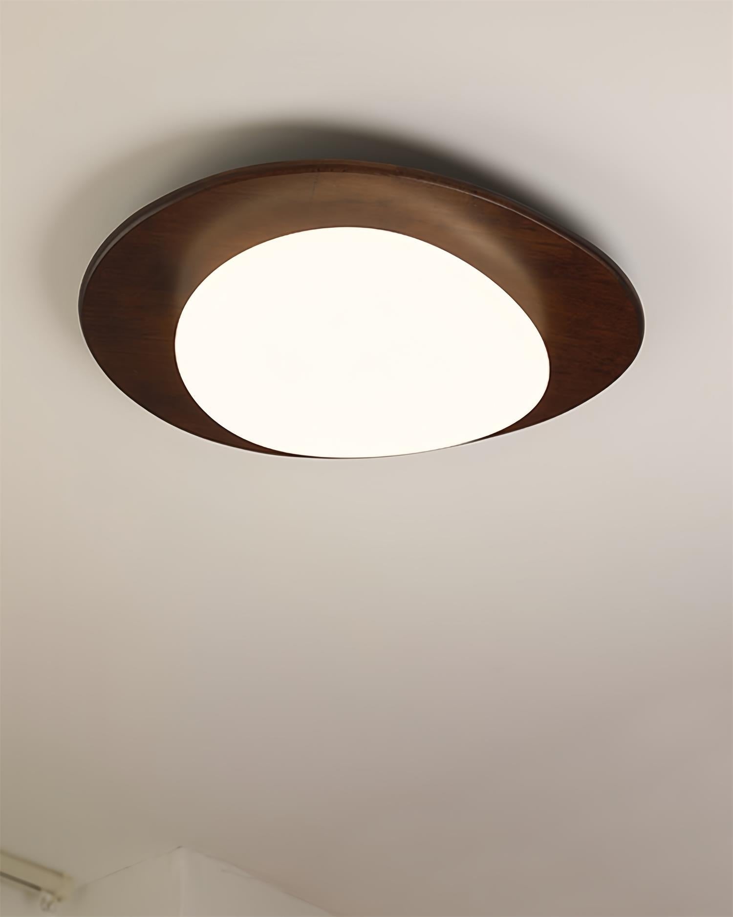 Ceiling Light Wood and Acrylic Oval Shade Minimalist Natural - Letslighting
