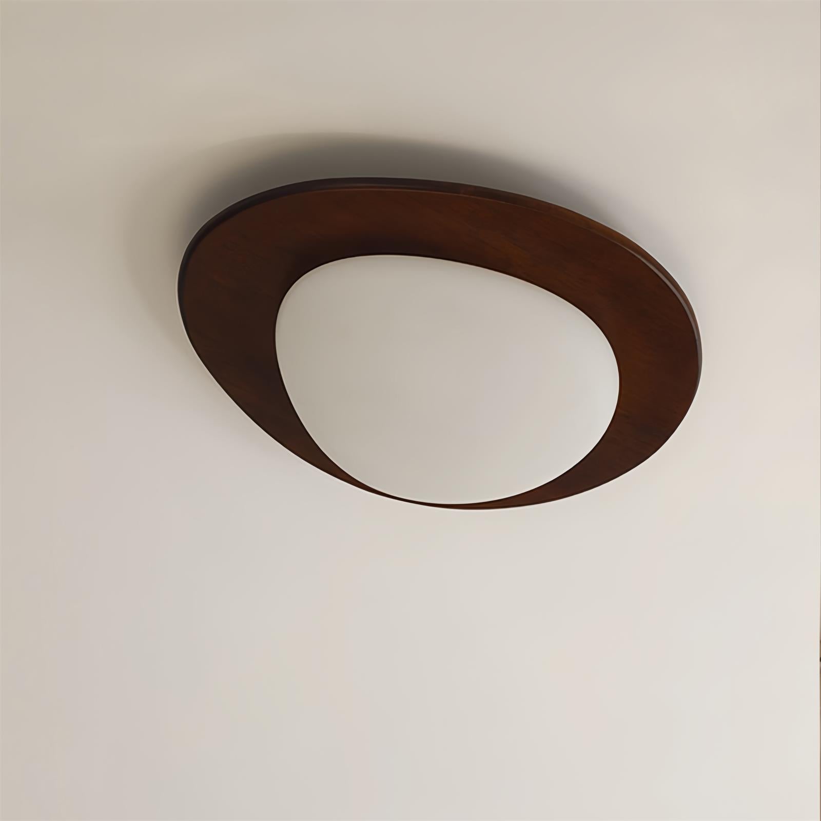 Ceiling Light Wood and Acrylic Oval Shade Minimalist Natural - Letslighting