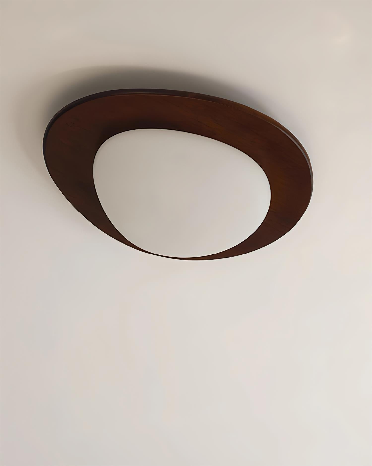 Ceiling Light Wood and Acrylic Oval Shade Minimalist Natural - Letslighting