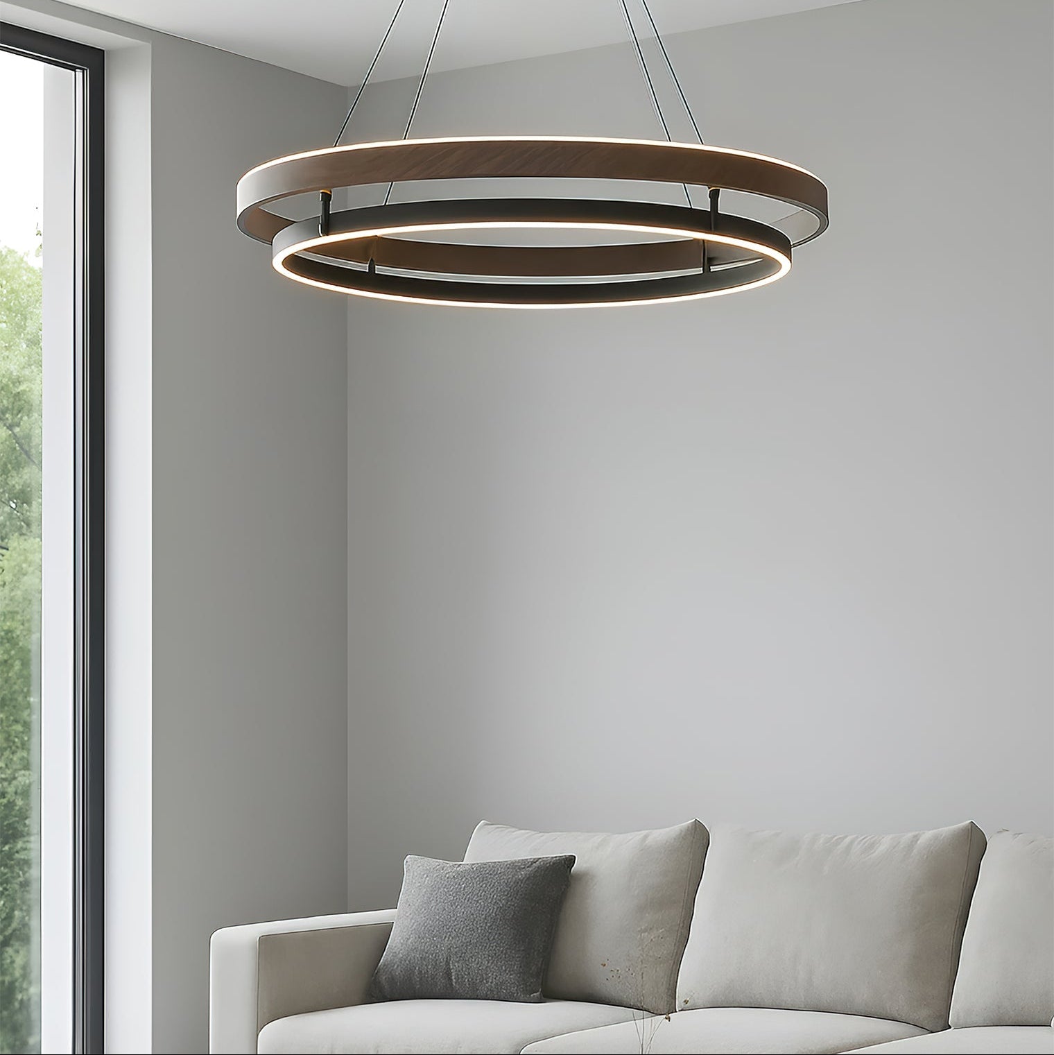Niseko Chandelier Double Ring Design With LED Glow - Letslighting