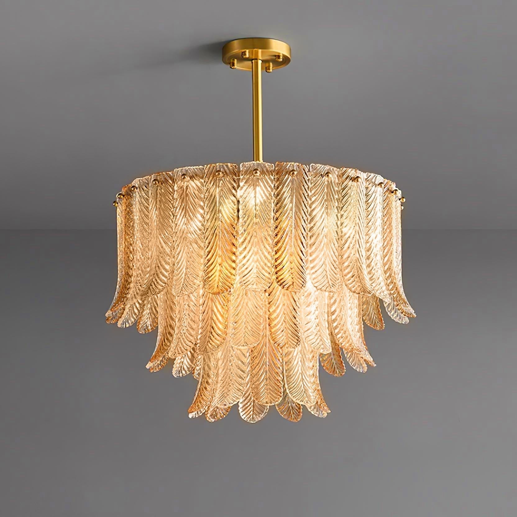 Lustra Chandelier Glass Leaf Gold Tapered - Letslighting