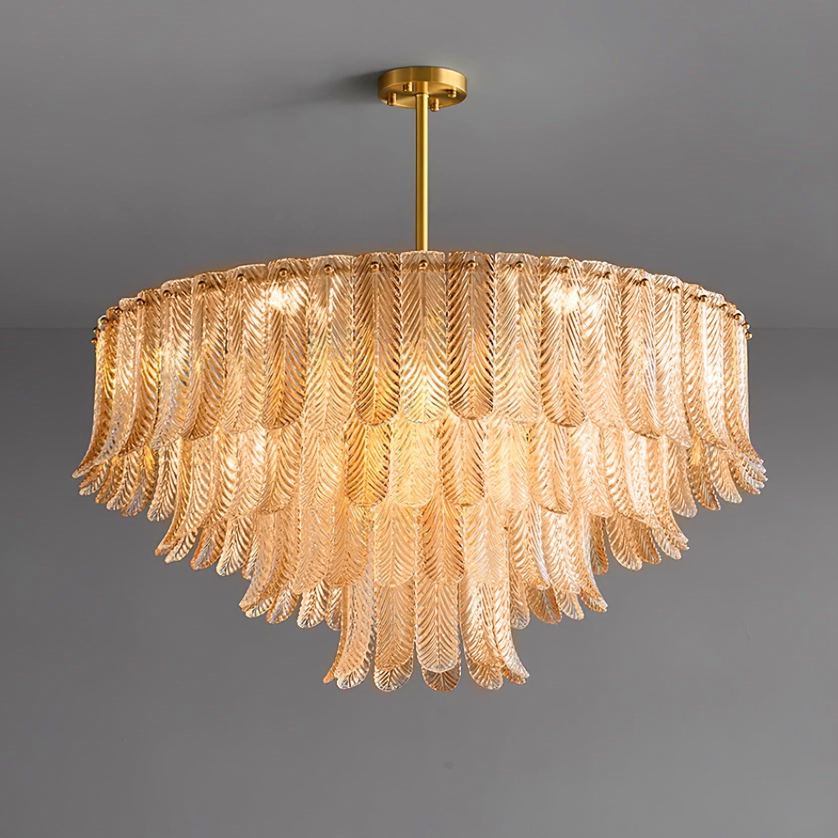 Lustra Chandelier Glass Leaf Gold Tapered - Letslighting