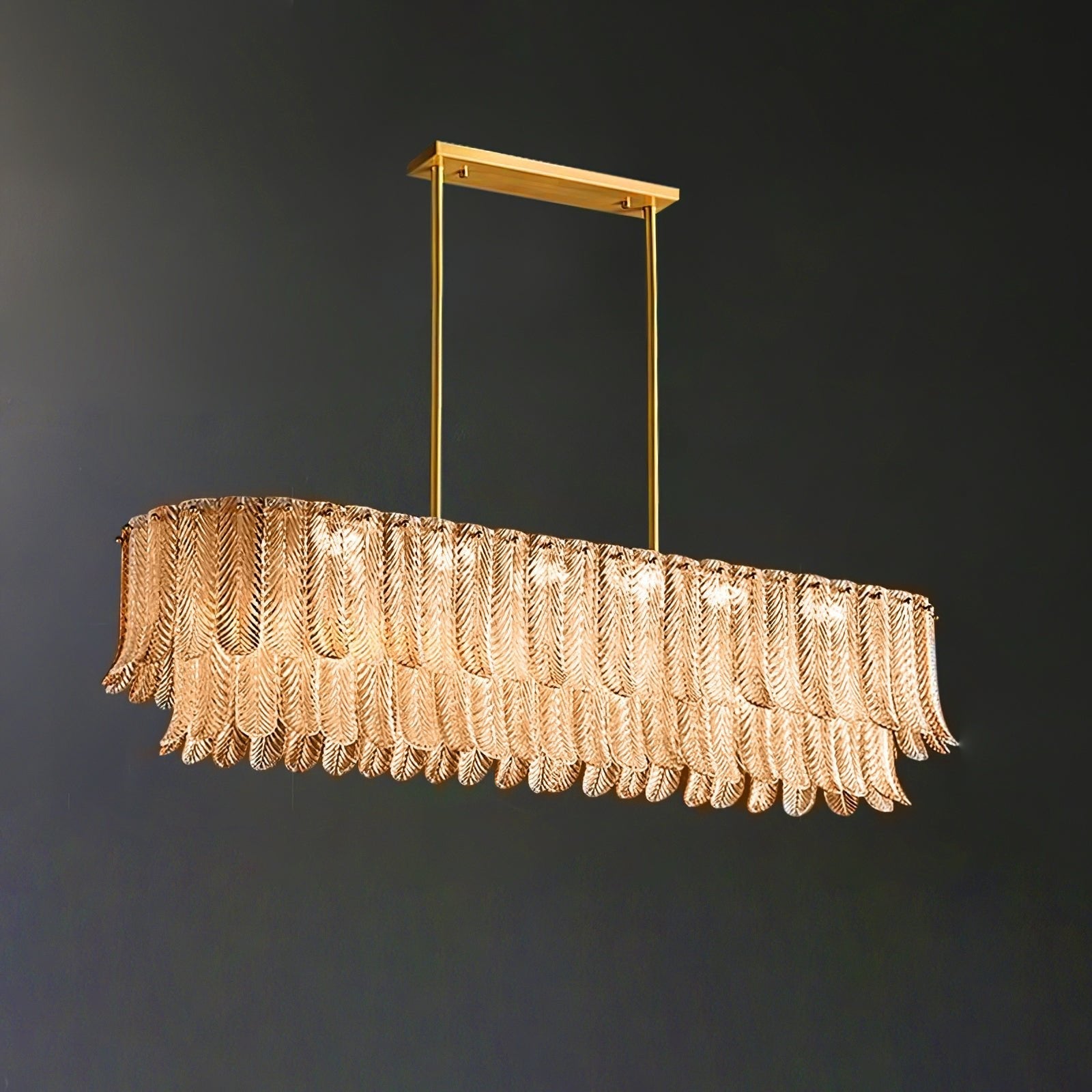 Lustra Chandelier Glass Leaf Gold Tapered - Letslighting