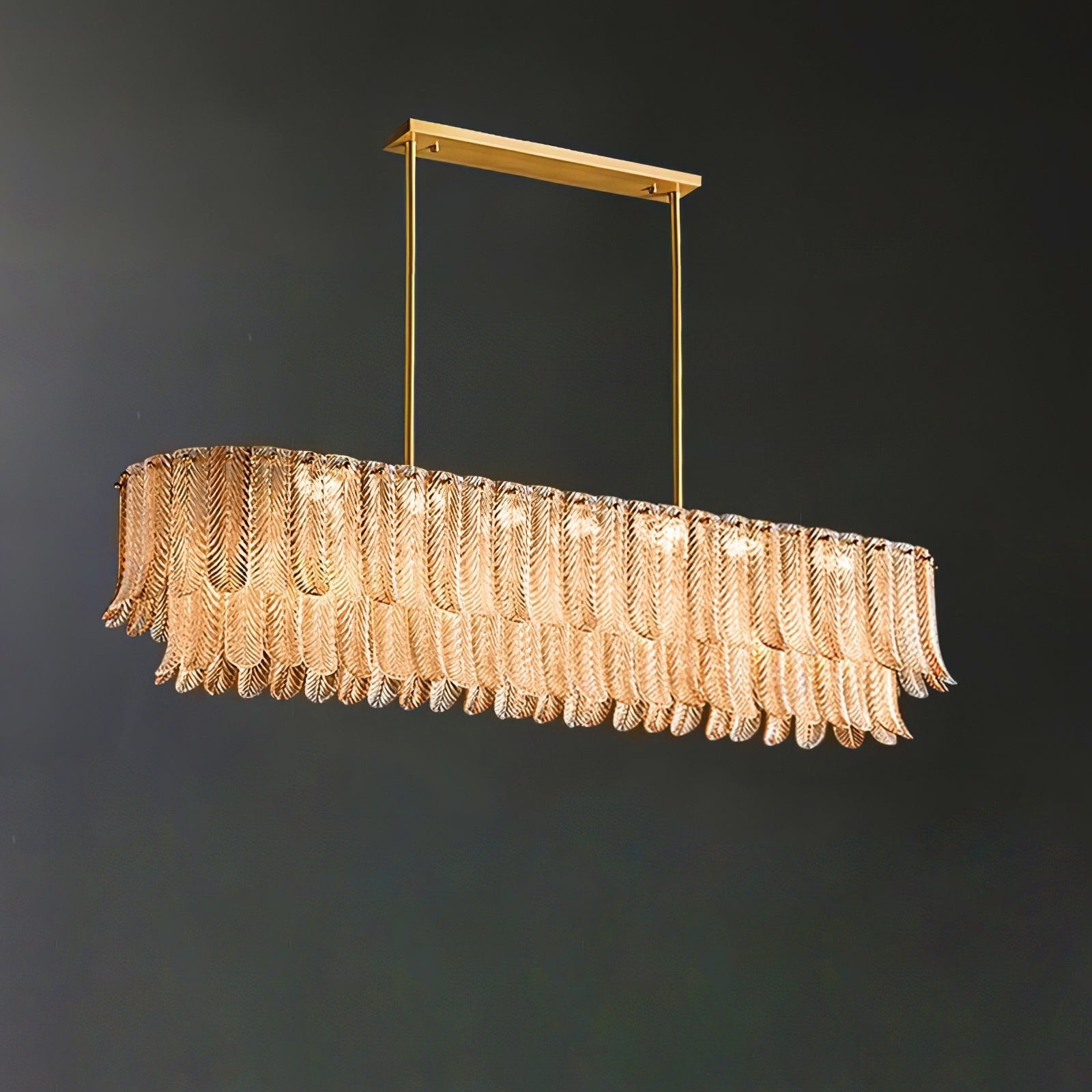 Lustra Chandelier Glass Leaf Gold Tapered - Letslighting