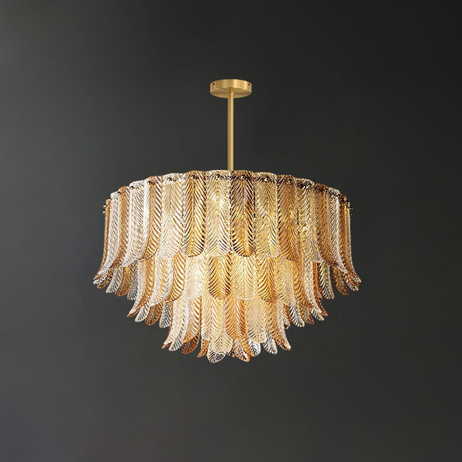 Lustra Chandelier Glass Leaf Gold Tapered - Letslighting