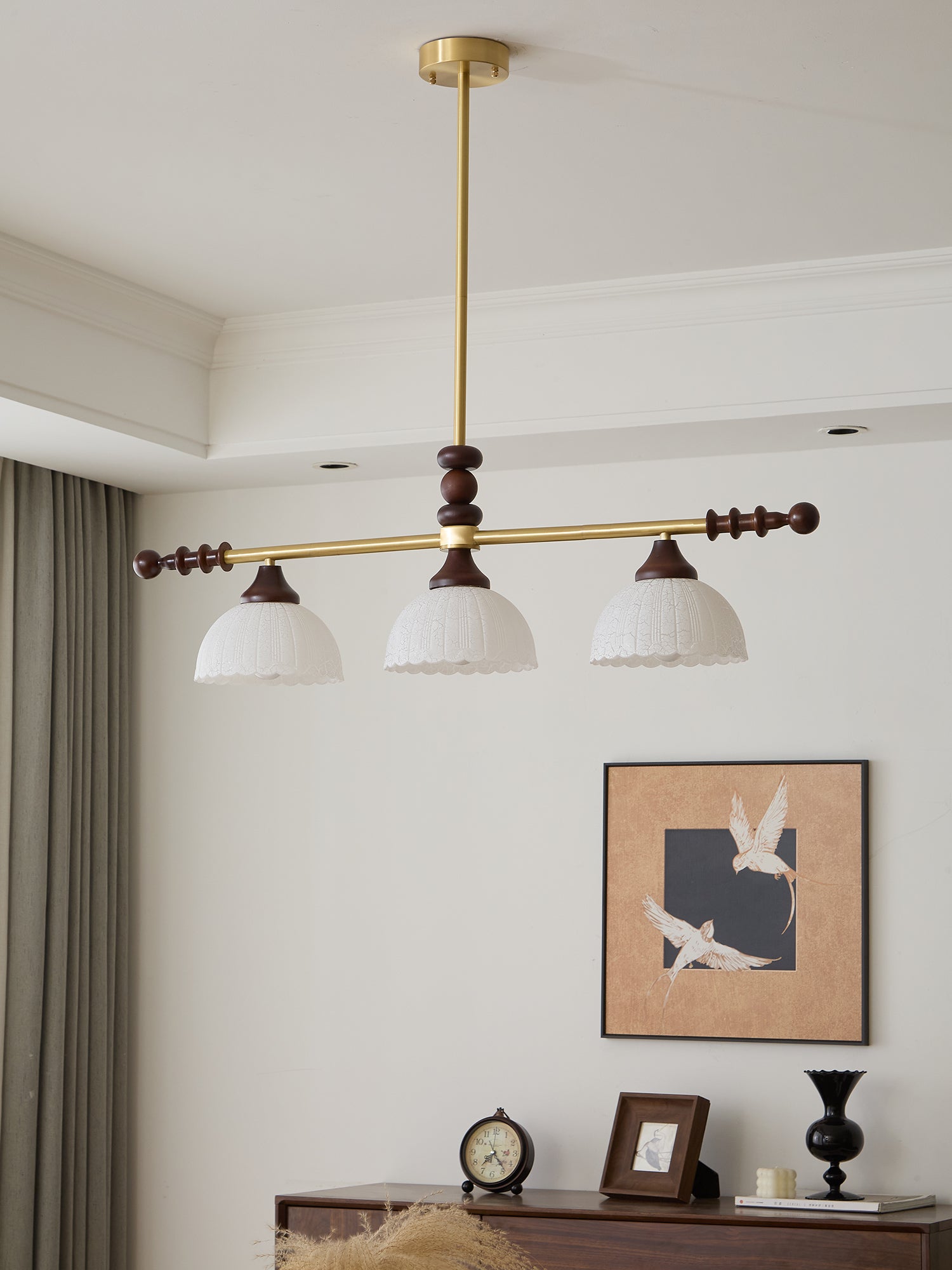 Codoriel Traditional Balance Island Wood Glass Pendant Lamp - Letslighting