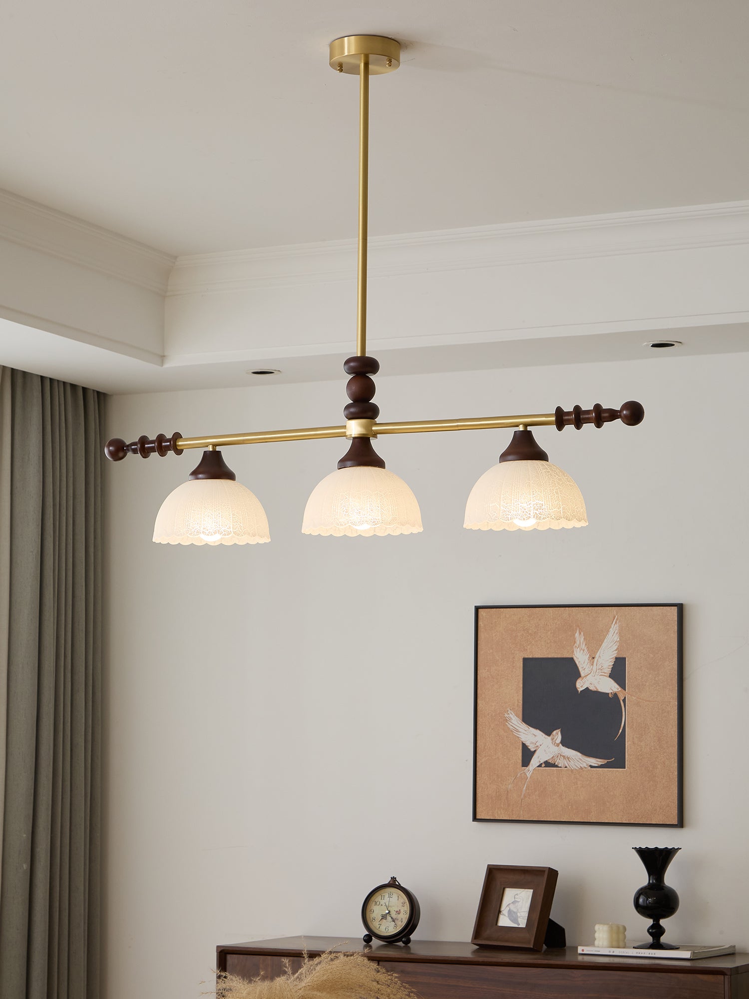 Codoriel Traditional Balance Island Wood Glass Pendant Lamp - Letslighting