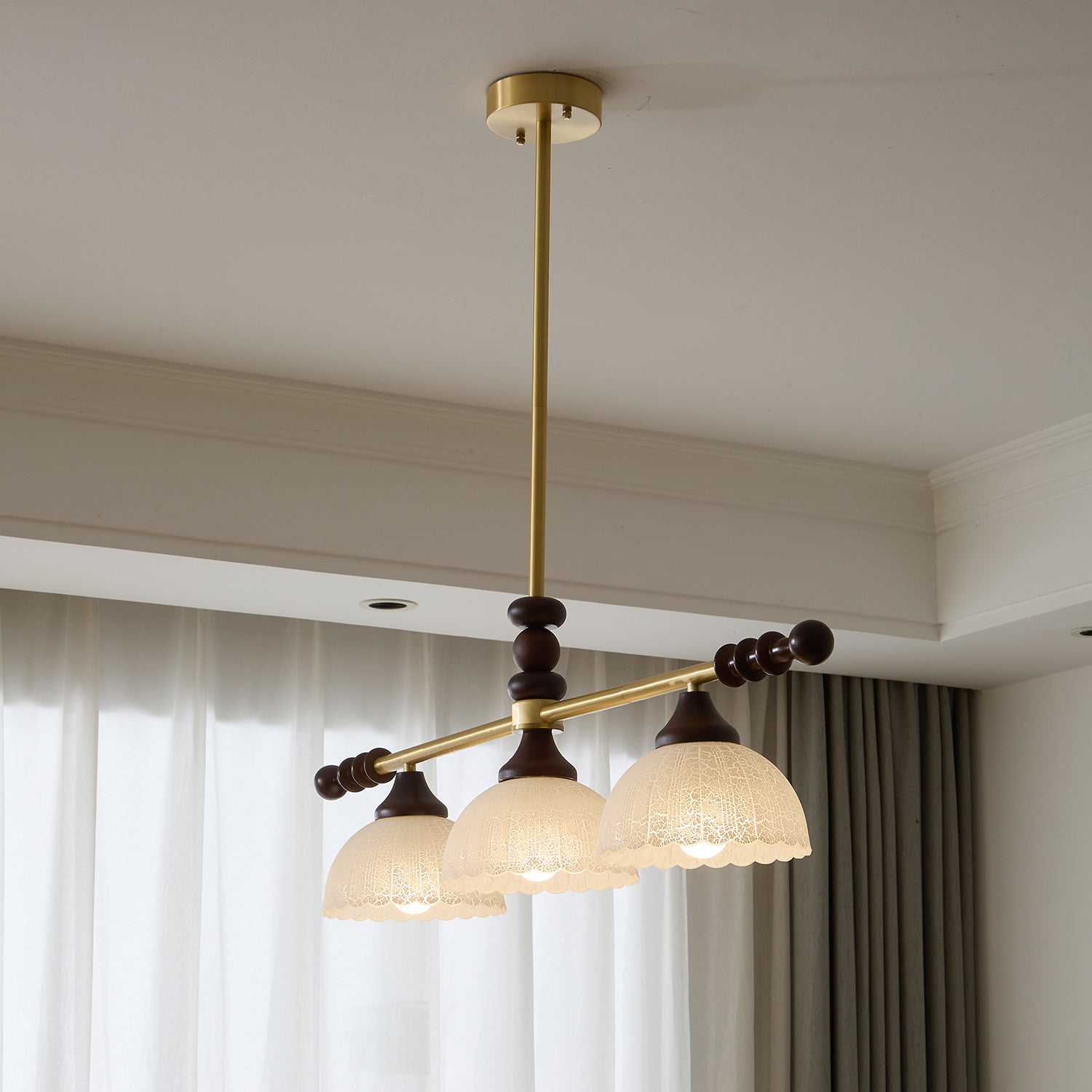 Codoriel Traditional Balance Island Wood Glass Pendant Lamp - Letslighting