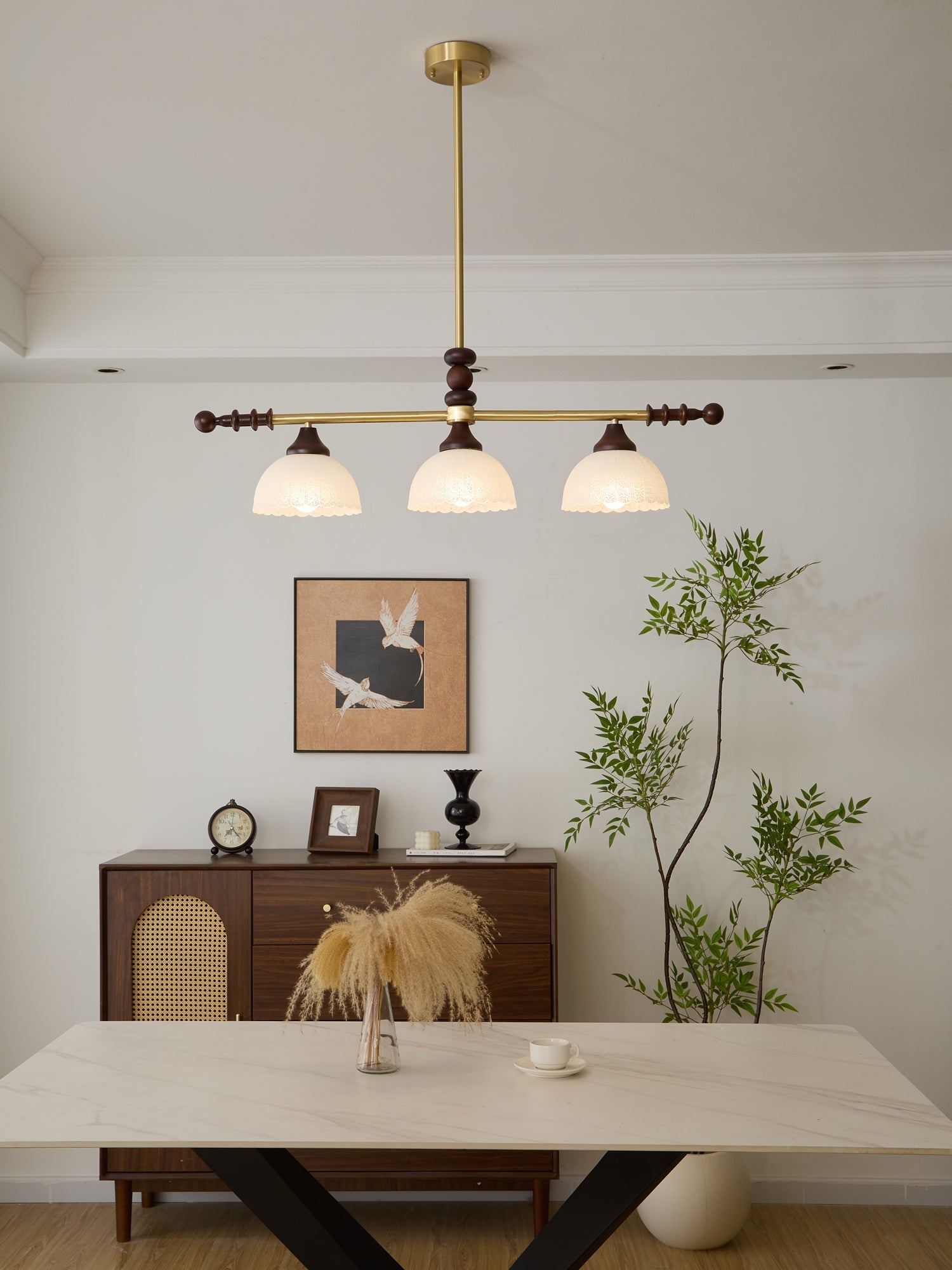 Codoriel Traditional Balance Island Wood Glass Pendant Lamp - Letslighting