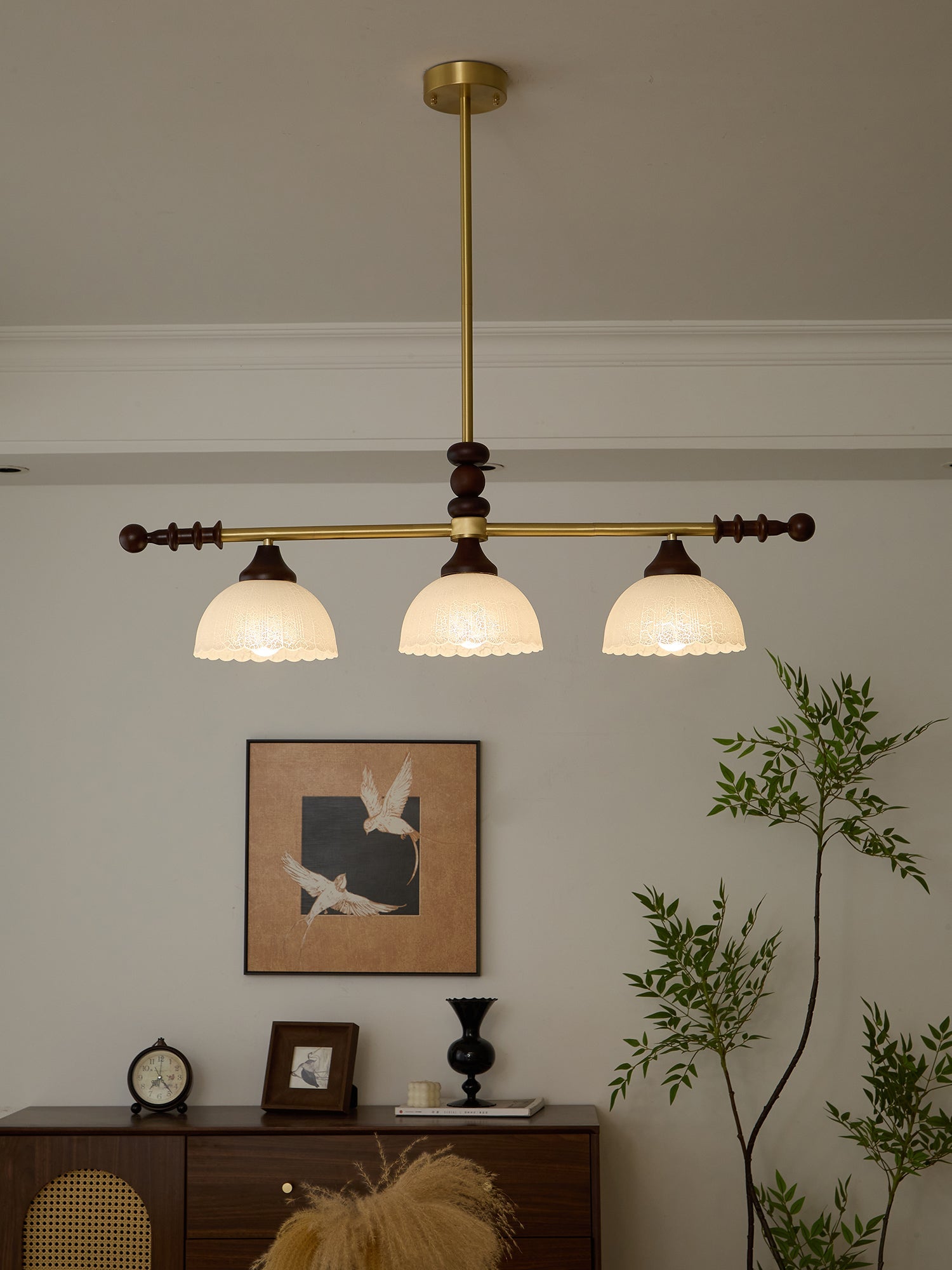 Codoriel Traditional Balance Island Wood Glass Pendant Lamp - Letslighting