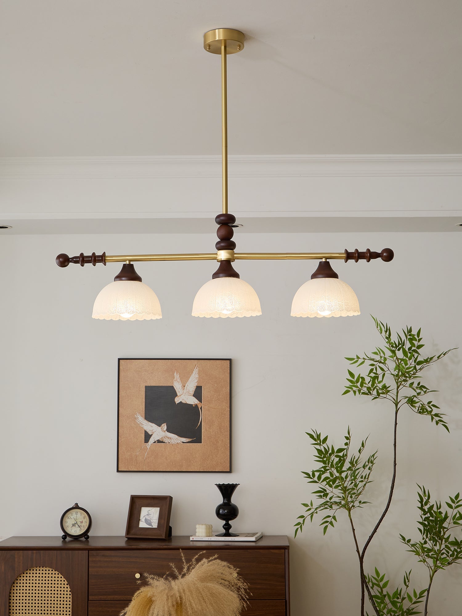 Codoriel Traditional Balance Island Wood Glass Pendant Lamp - Letslighting