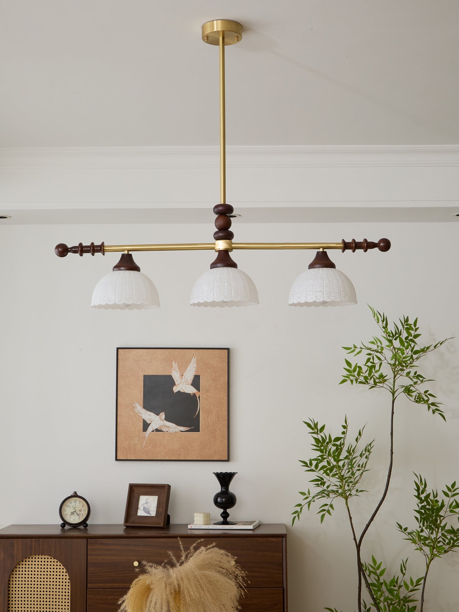 Codoriel Traditional Balance Island Wood Glass Pendant Lamp - Letslighting