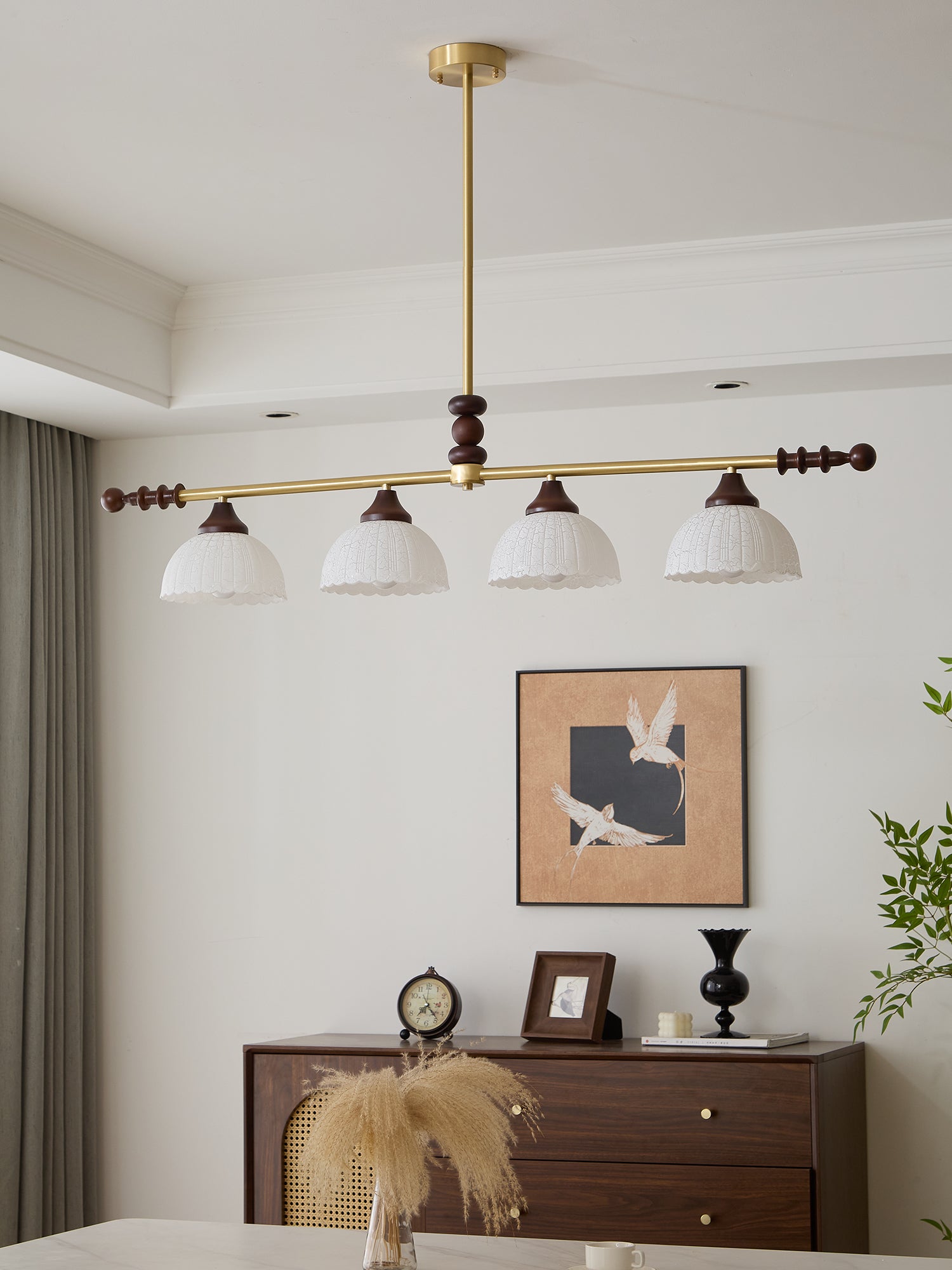 Codoriel Traditional Balance Island Wood Glass Pendant Lamp - Letslighting