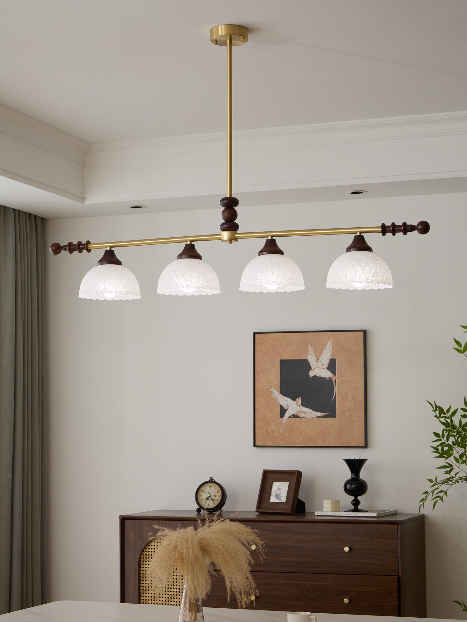 Codoriel Traditional Balance Island Wood Glass Pendant Lamp - Letslighting