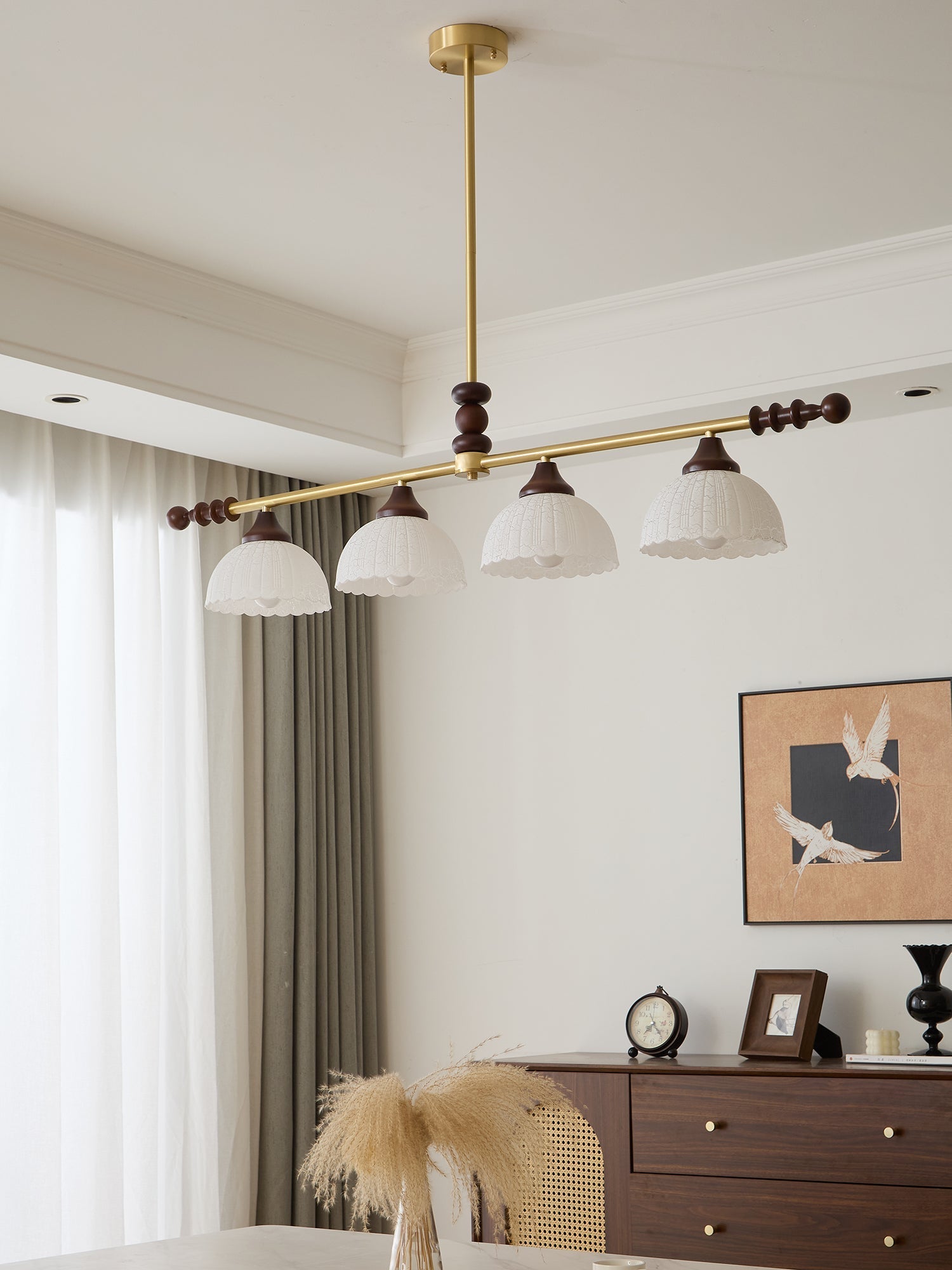 Codoriel Traditional Balance Island Wood Glass Pendant Lamp - Letslighting