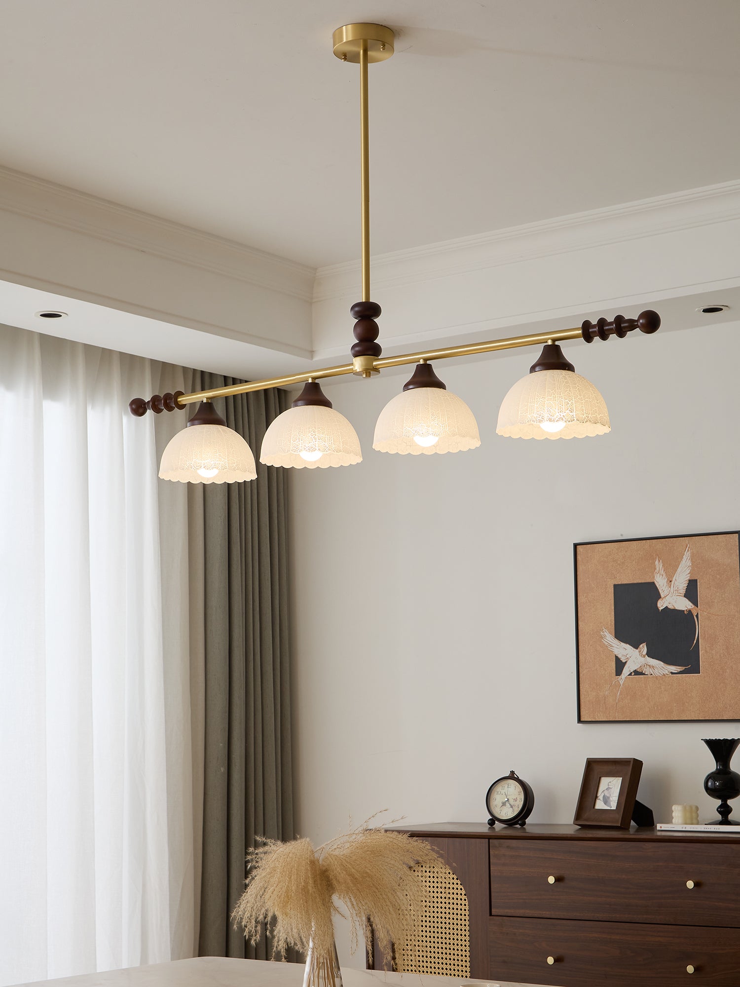 Codoriel Traditional Balance Island Wood Glass Pendant Lamp - Letslighting