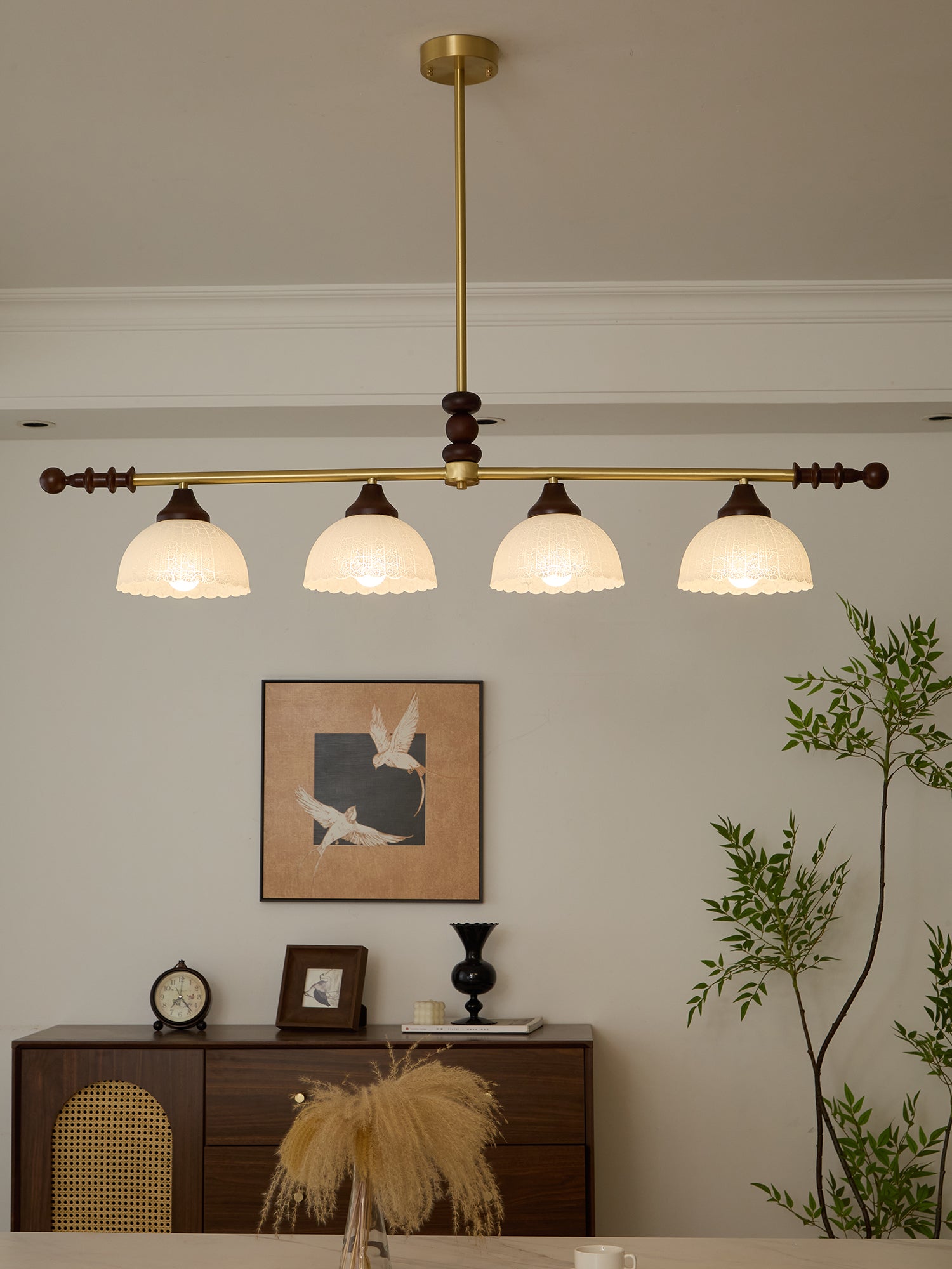 Codoriel Traditional Balance Island Wood Glass Pendant Lamp - Letslighting