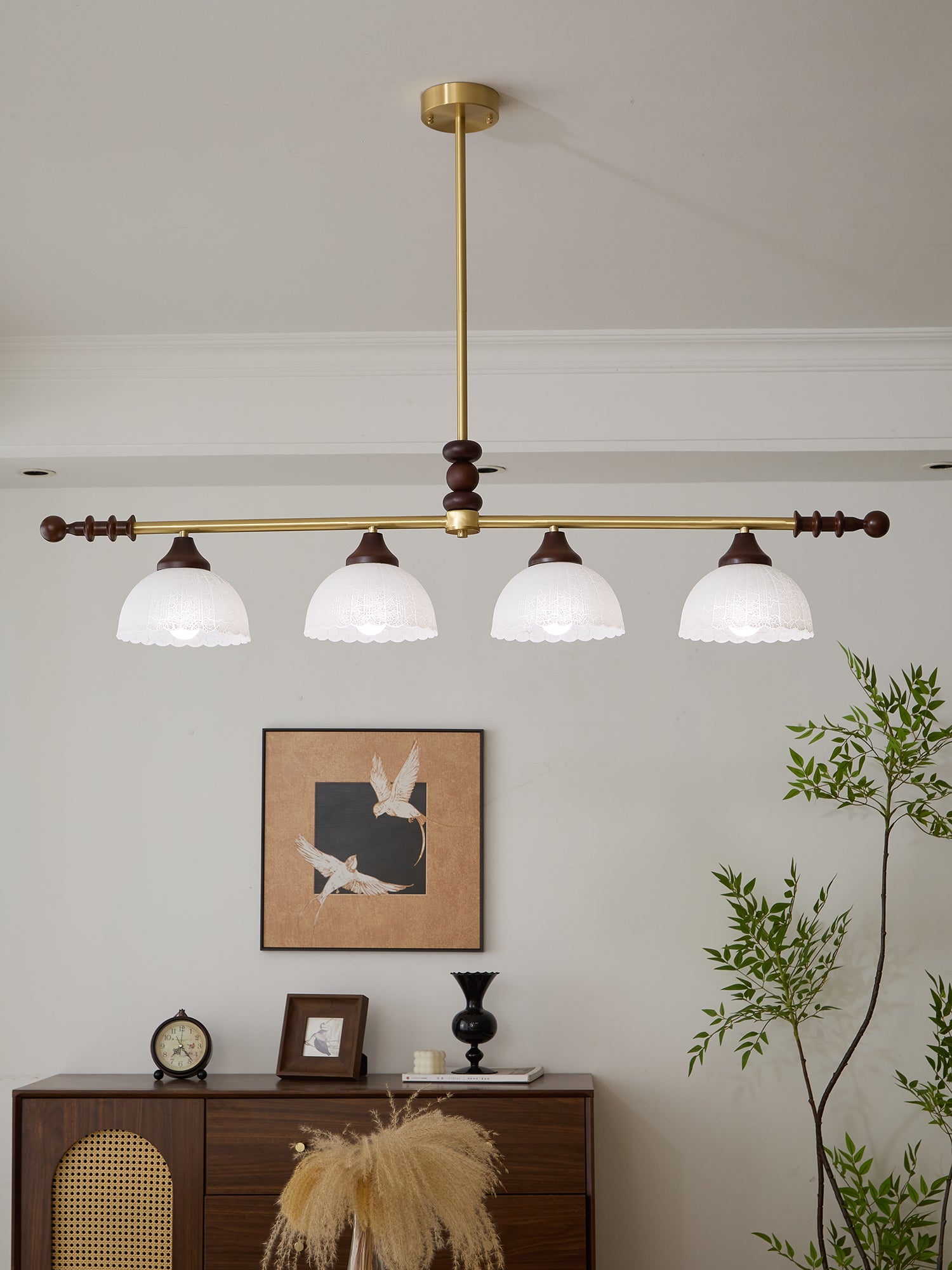 Codoriel Traditional Balance Island Wood Glass Pendant Lamp - Letslighting