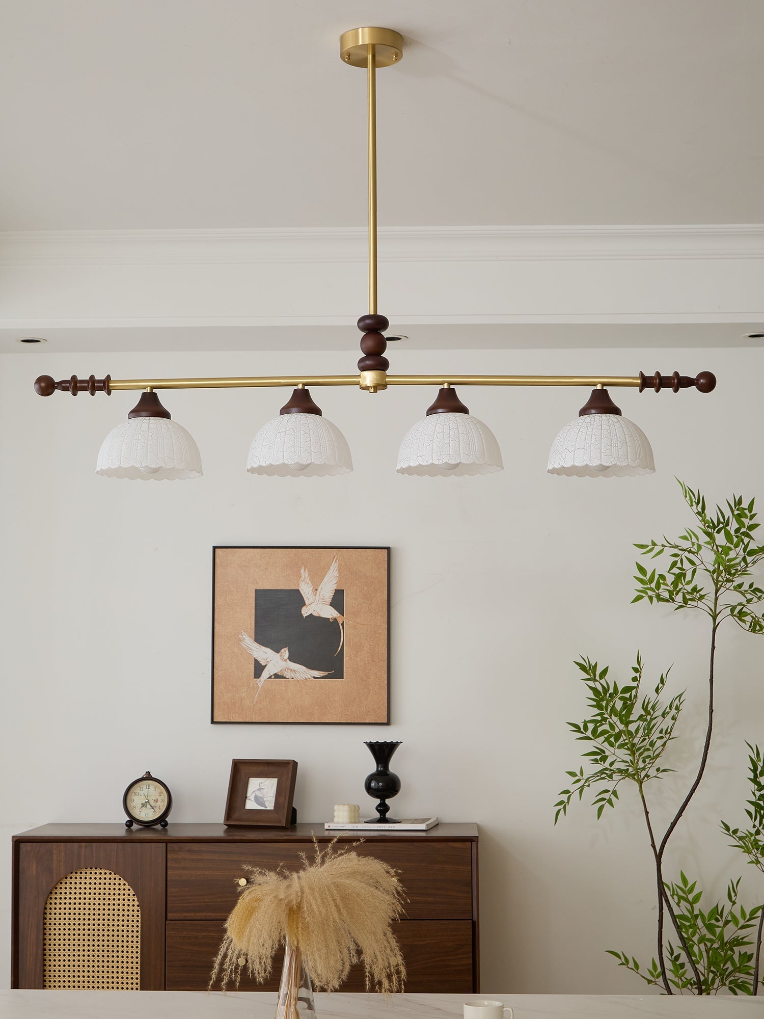 Codoriel Traditional Balance Island Wood Glass Pendant Lamp - Letslighting
