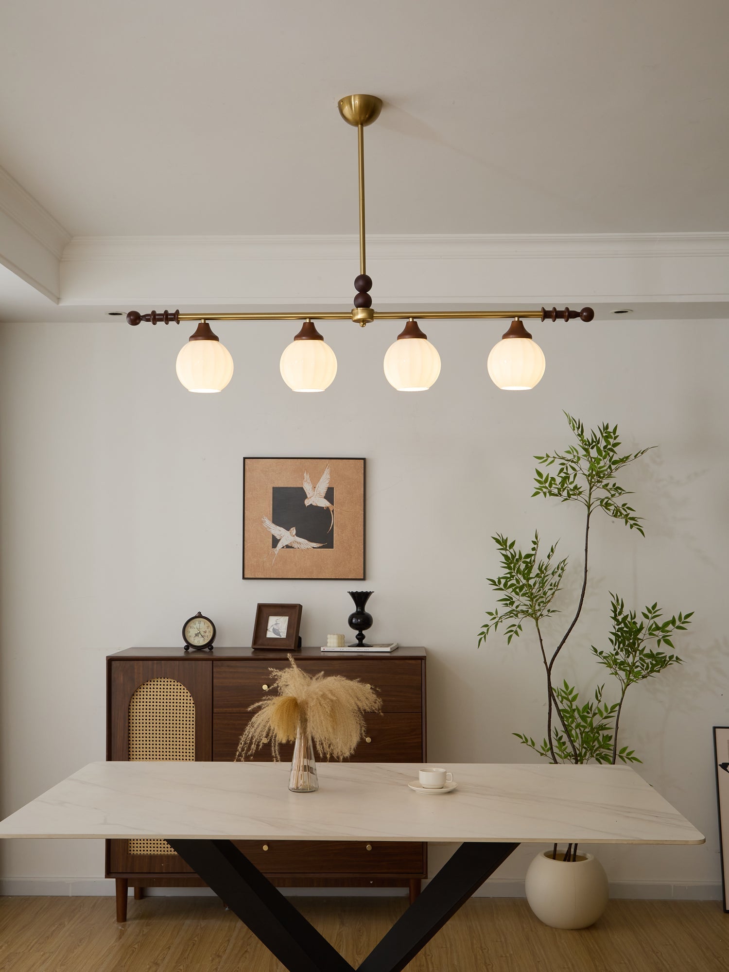 Codoriel Traditional Balance Island Wood Glass Pendant Lamp - Letslighting
