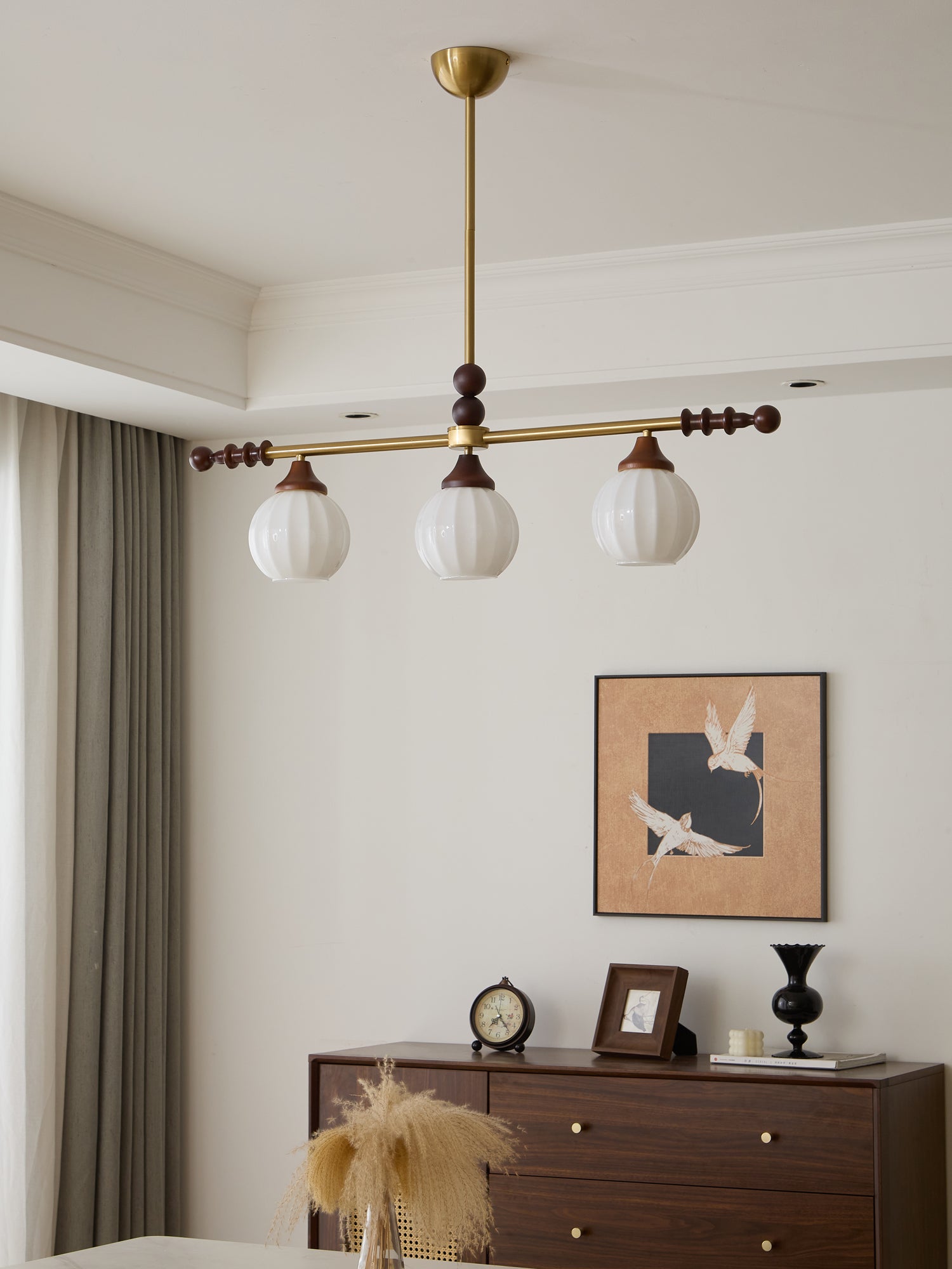 Codoriel Traditional Balance Island Wood Glass Pendant Lamp - Letslighting