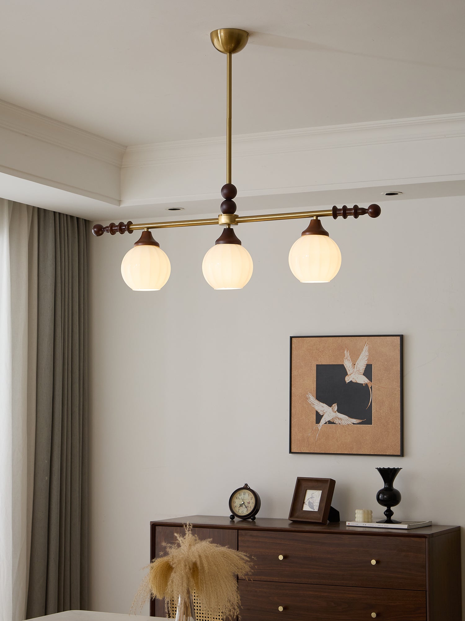 Codoriel Traditional Balance Island Wood Glass Pendant Lamp - Letslighting