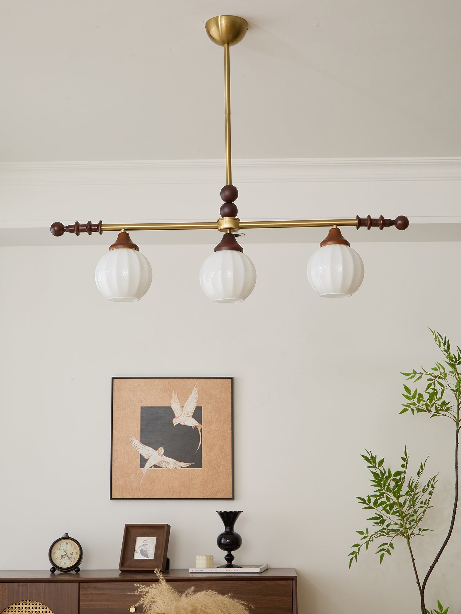 Codoriel Traditional Balance Island Wood Glass Pendant Lamp - Letslighting