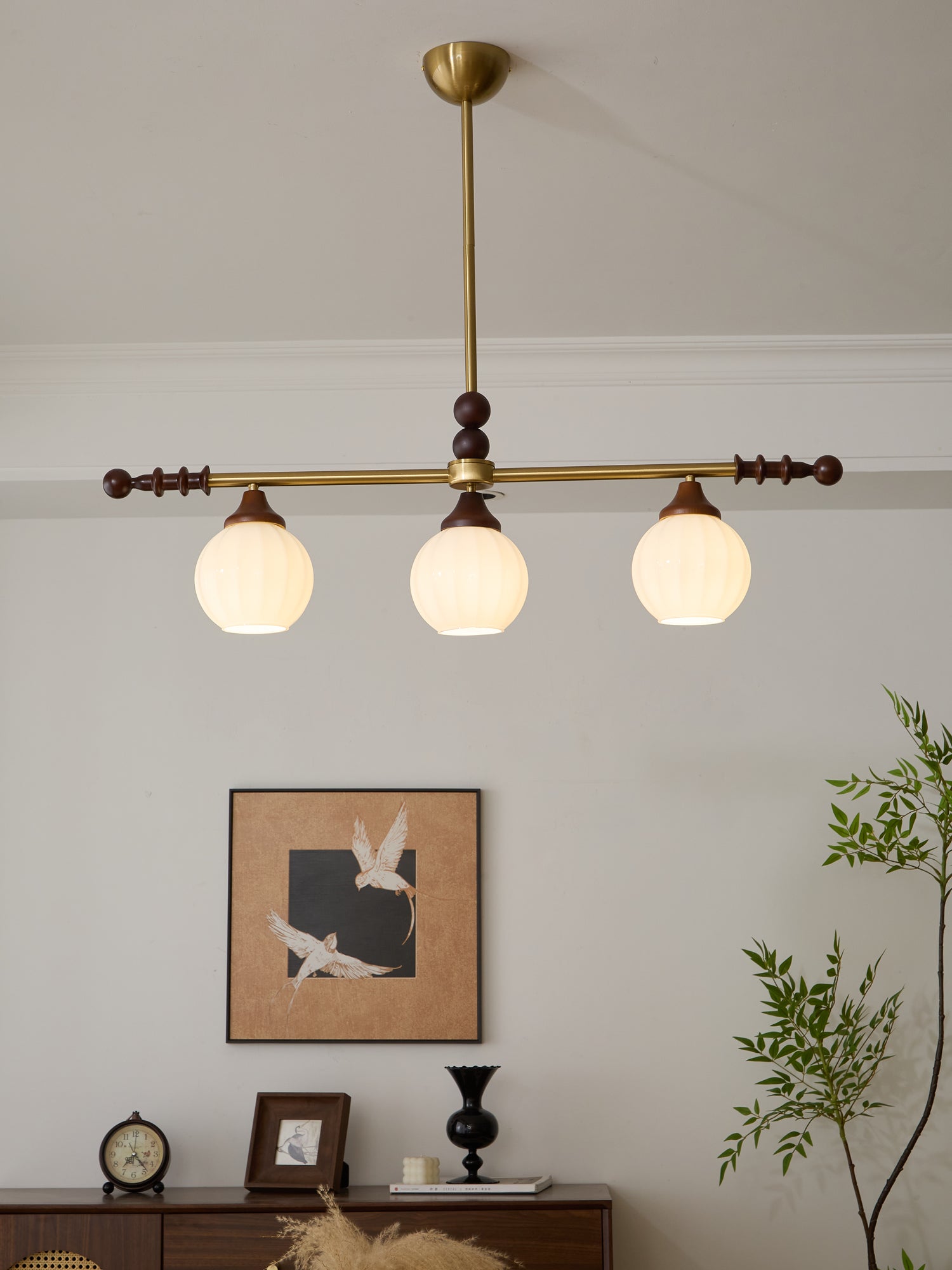 Codoriel Traditional Balance Island Wood Glass Pendant Lamp - Letslighting