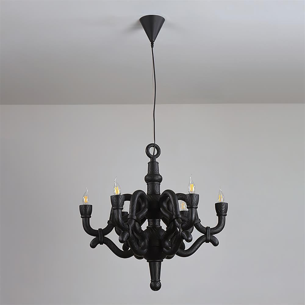 Nocturne Chandelier Sculptural Faux-Bois Arms - Letslighting