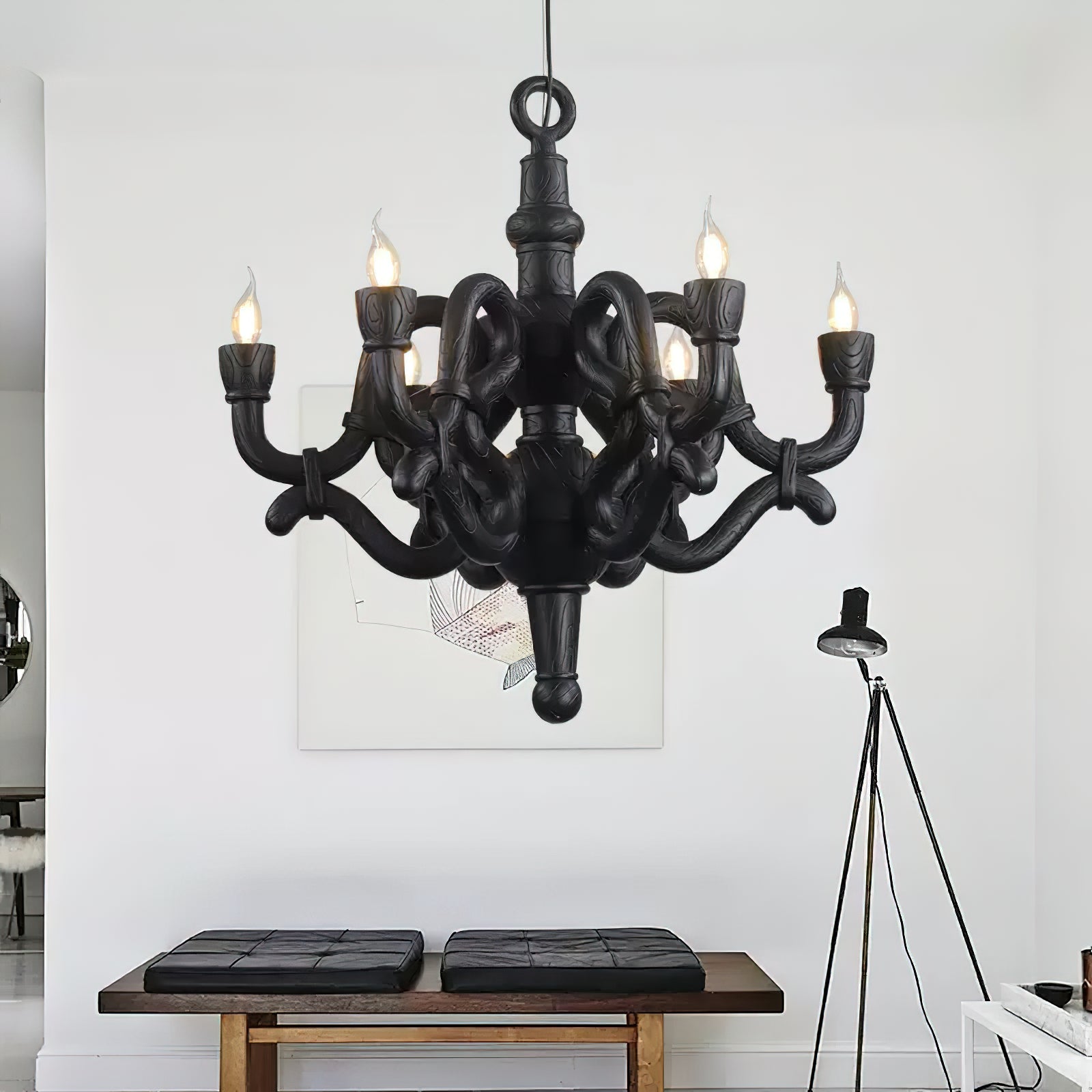 Nocturne Chandelier Sculptural Faux-Bois Arms - Letslighting