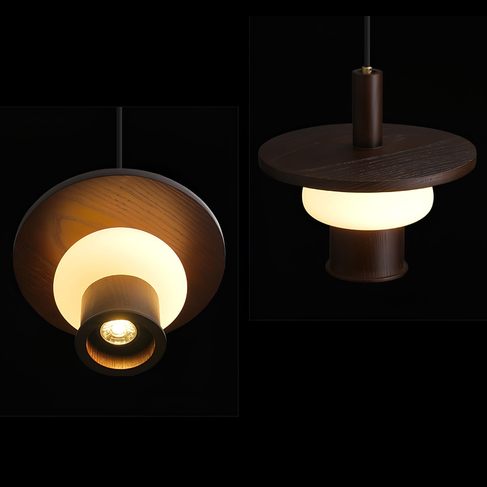 Zephaan Traditional Art Classic Glass Wood Pendant Light - Letslighting