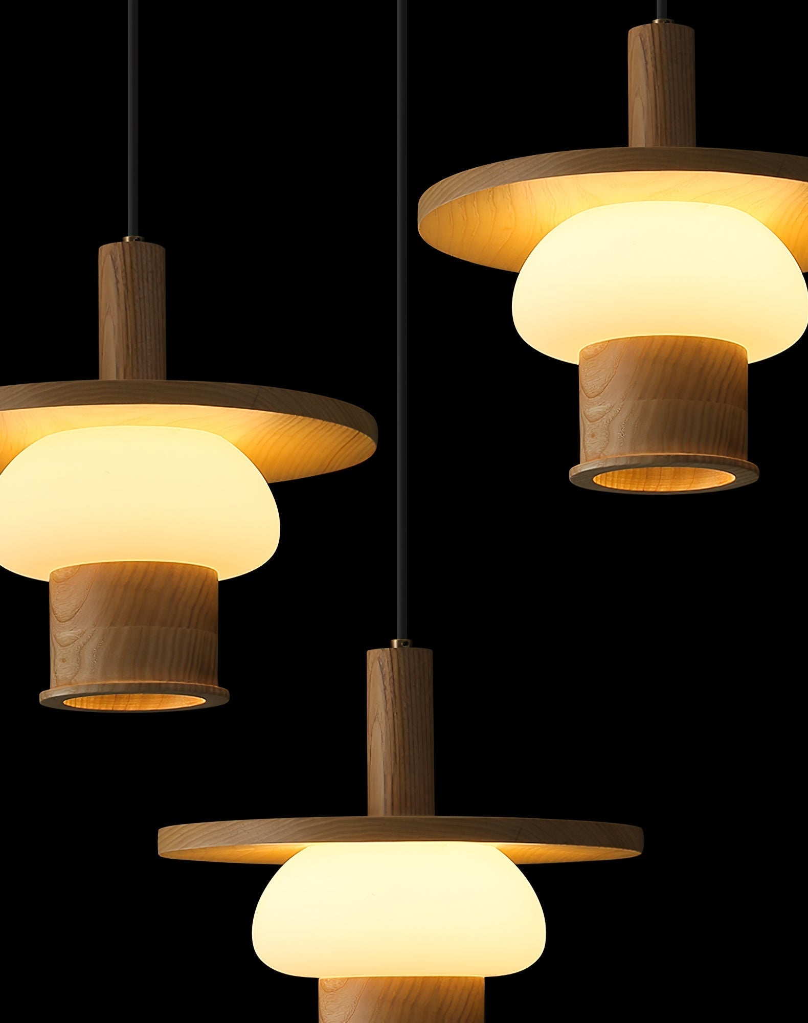 Zephaan Traditional Art Classic Glass Wood Pendant Light - Letslighting