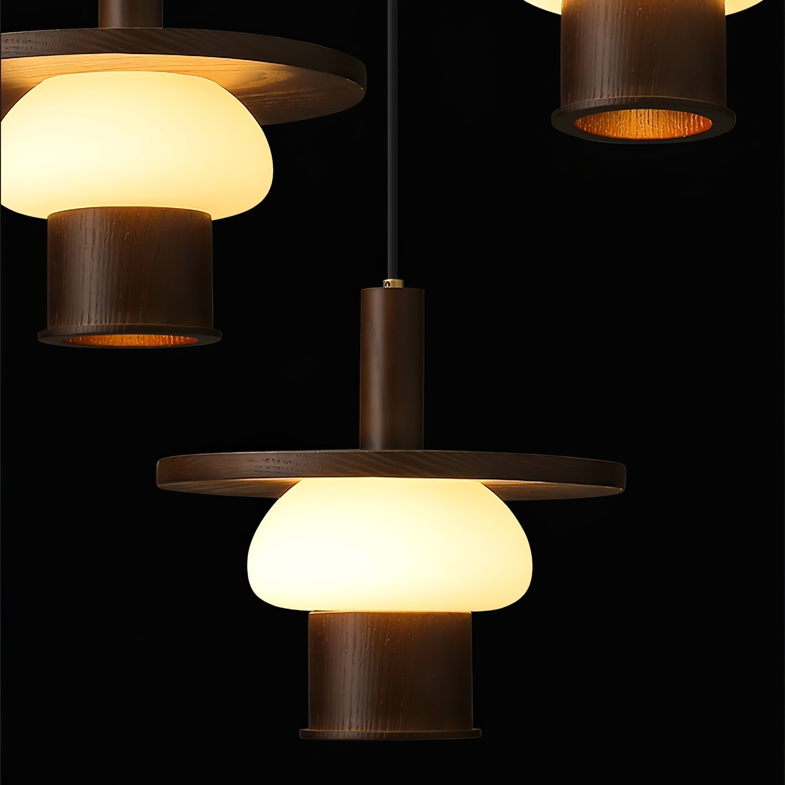 Zephaan Traditional Art Classic Glass Wood Pendant Light - Letslighting