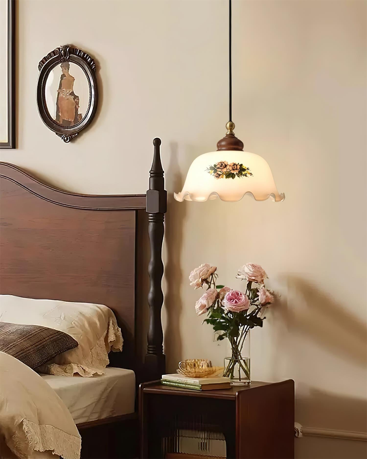 Belvia Vintage Floral Glass Pendant Light - Letslighting