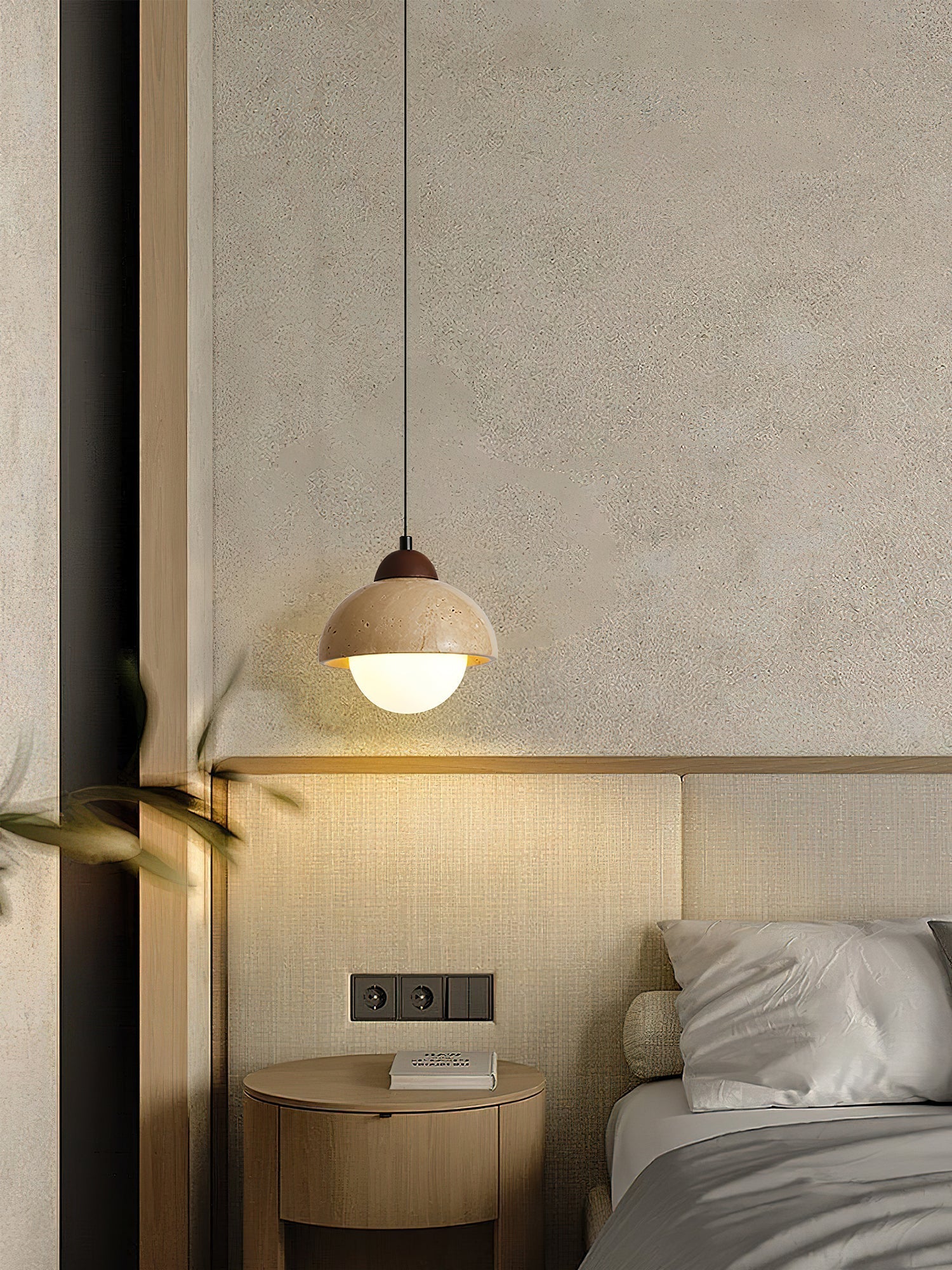 Orzora Dome-Shaped Travertine Pendant Light - Letslighting