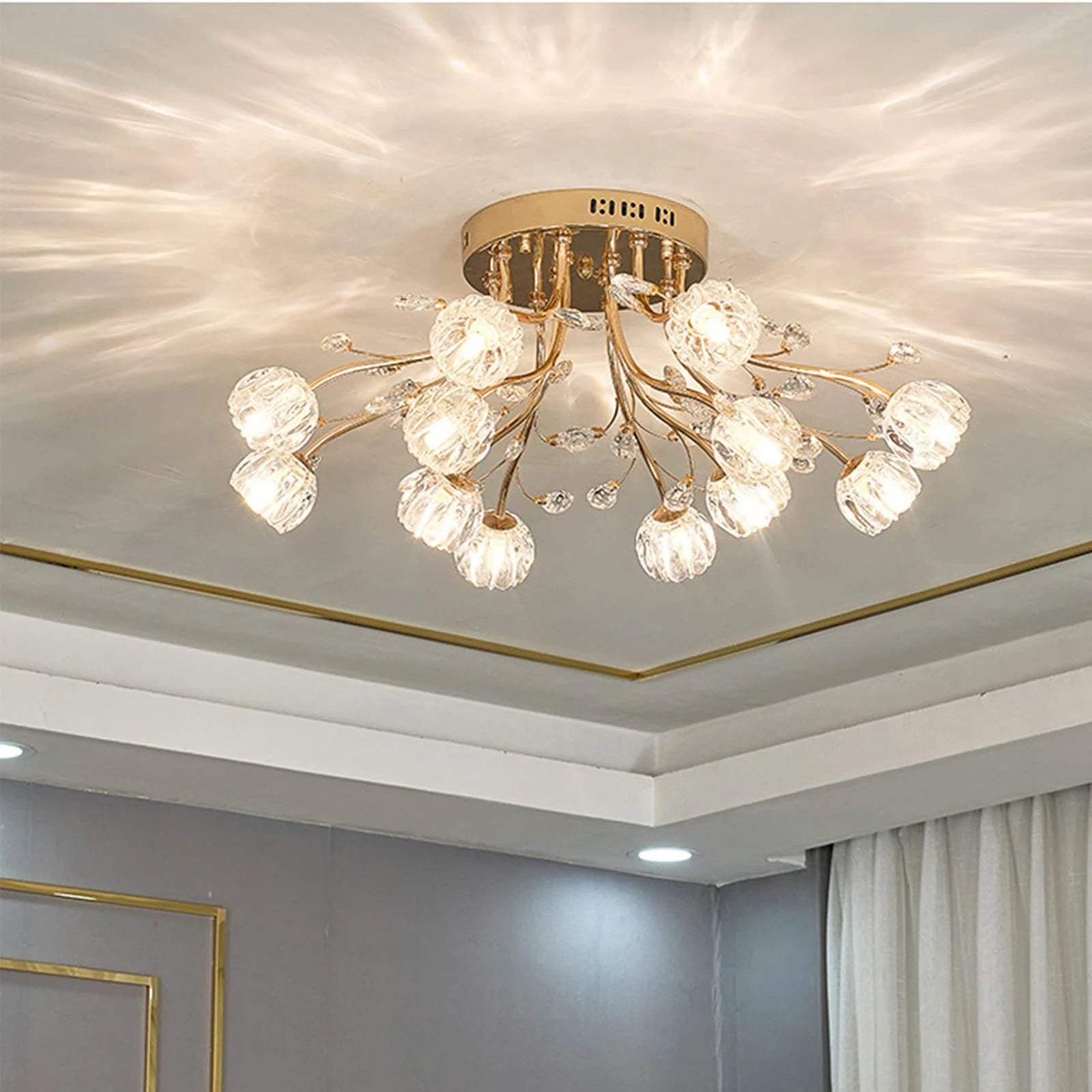 Valentina Nordic Flower LED Chandelier Glass Living Room - Letslighting